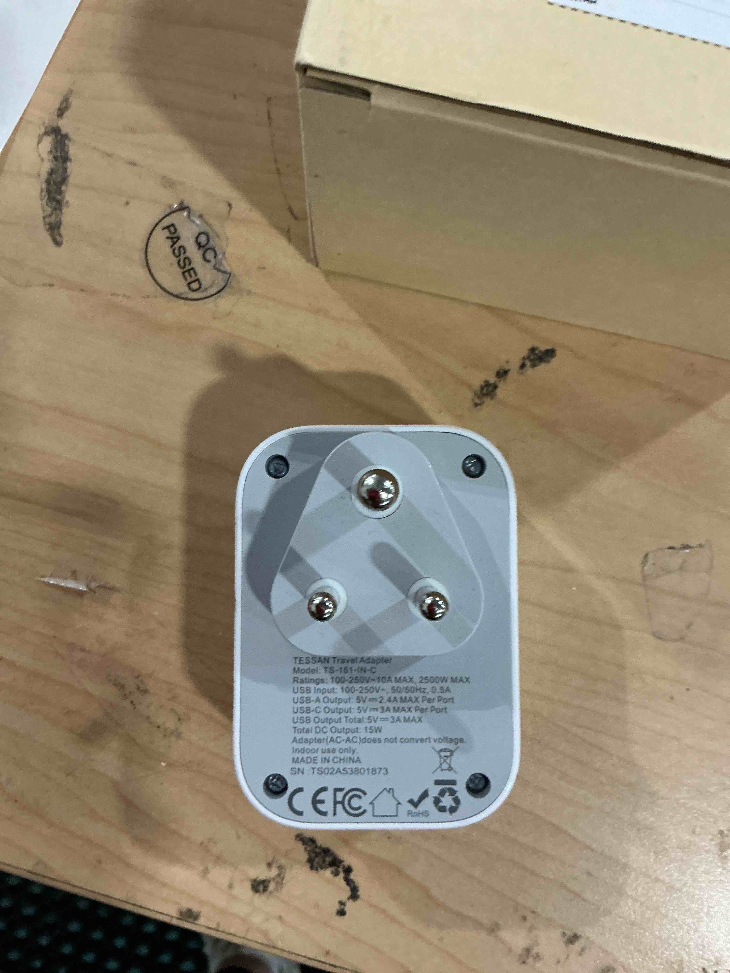 Condition photo showing Good Condition for India Plug Adapter 2 Pack, TESSAN Type D Travel Adapter with 4 Outlets 3 USB Charger (1 USB C Port), US to Indian Outlet Adaptor for USA to Bangladesh, India, Kuwait, Maldives Type D - India Maldives
