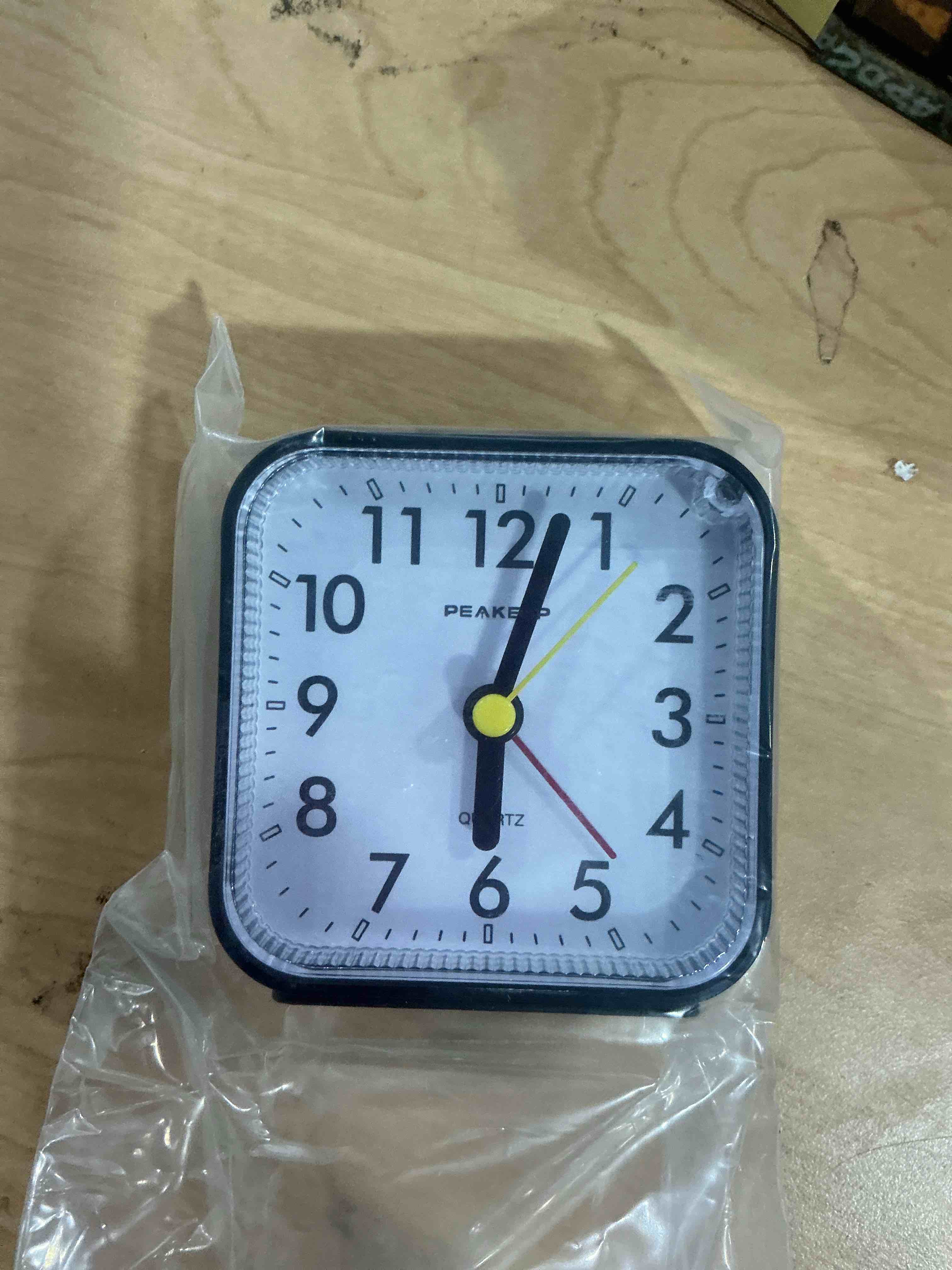 Condition photo showing Good Condition for Peakeep Small Battery Operated Analog Travel Alarm Clock Silent No Ticking, Lighted on Demand and Snooze, Beep Sounds, Gentle Wake, Ascending Alarm, Easy Set (Black)