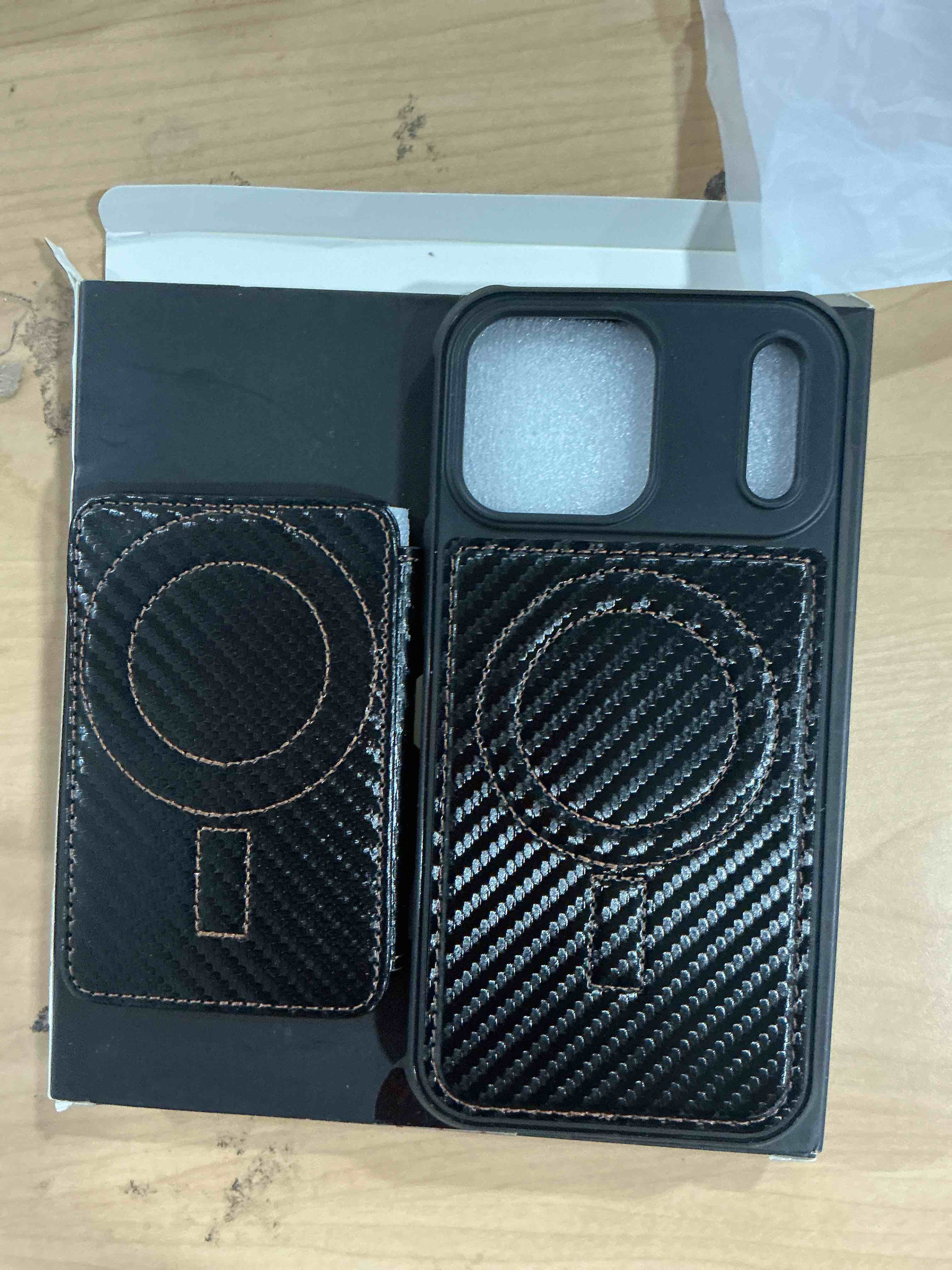 Condition photo showing New/Like New for Usroom for iPhone 17 Pro Max Detachable Wallet Case with Card Holder, 2 in 1 RFID Blocking Credit Slots Kickstand Shockproof Phone Wallet for iPhone 17 Pro Max 6.9" Carbon Black for iPhone 17 Pro Max - 6.9" Carbon Black
