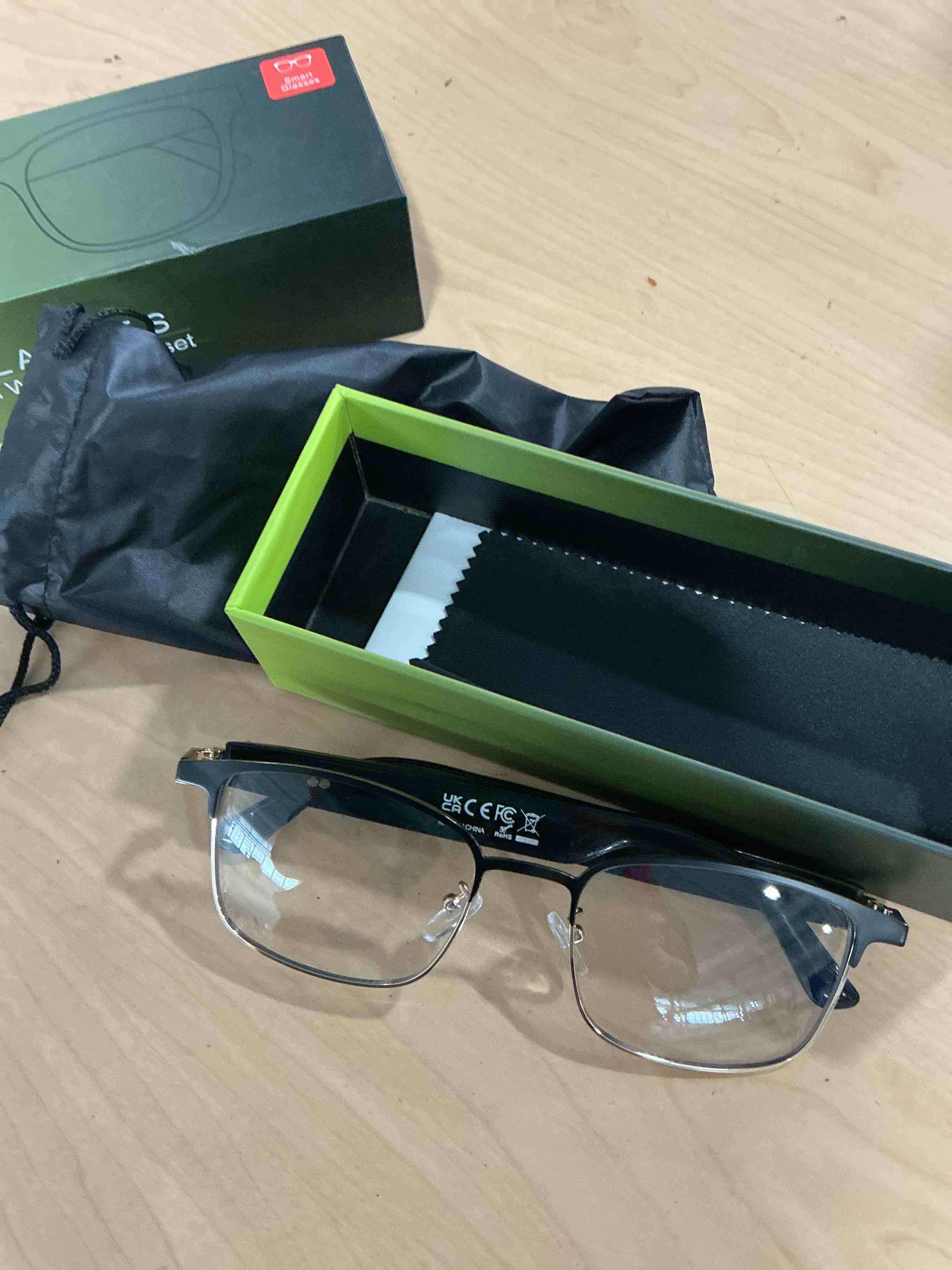 Condition photo showing New/Like New for Bluetooth Audio Smart Glasses, Blue Light Glasses for Women Men,Open Ear Sound Mic & Speakers, Magnetic Charging, Color-Changing Polarized Sunglasses Lenses, Voice Assistant?GS06G GS06-Gold-Standard Smart Glasses