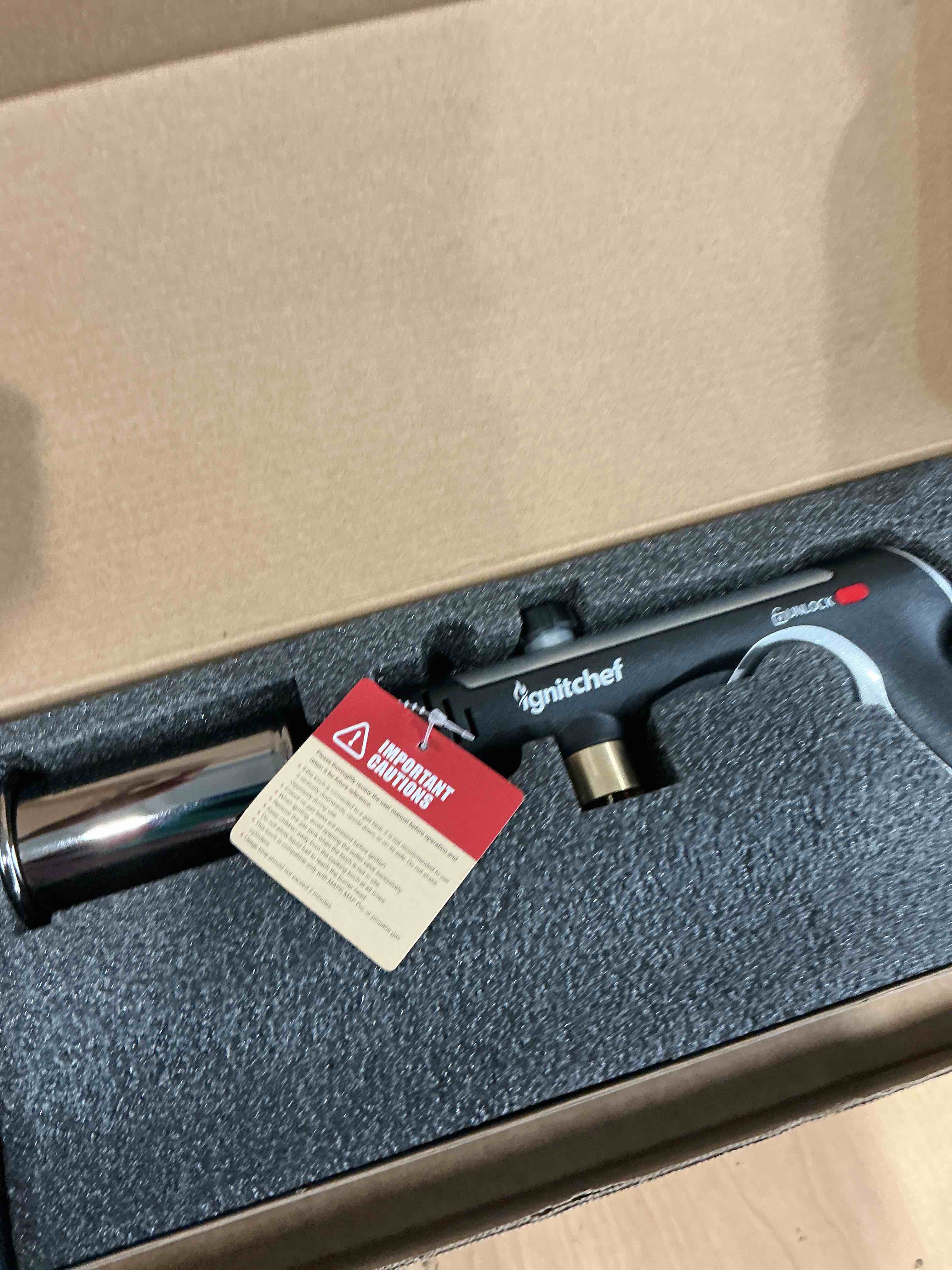 Condition photo showing New/Like New for Propane Torch Gun with One-Touch Max Fire, Kitchen Blow Torch with a Safety Lock for Sous Vide Searing Steak, Grill, Charcoal Starter, Campfire(Propane Tank Not Included)