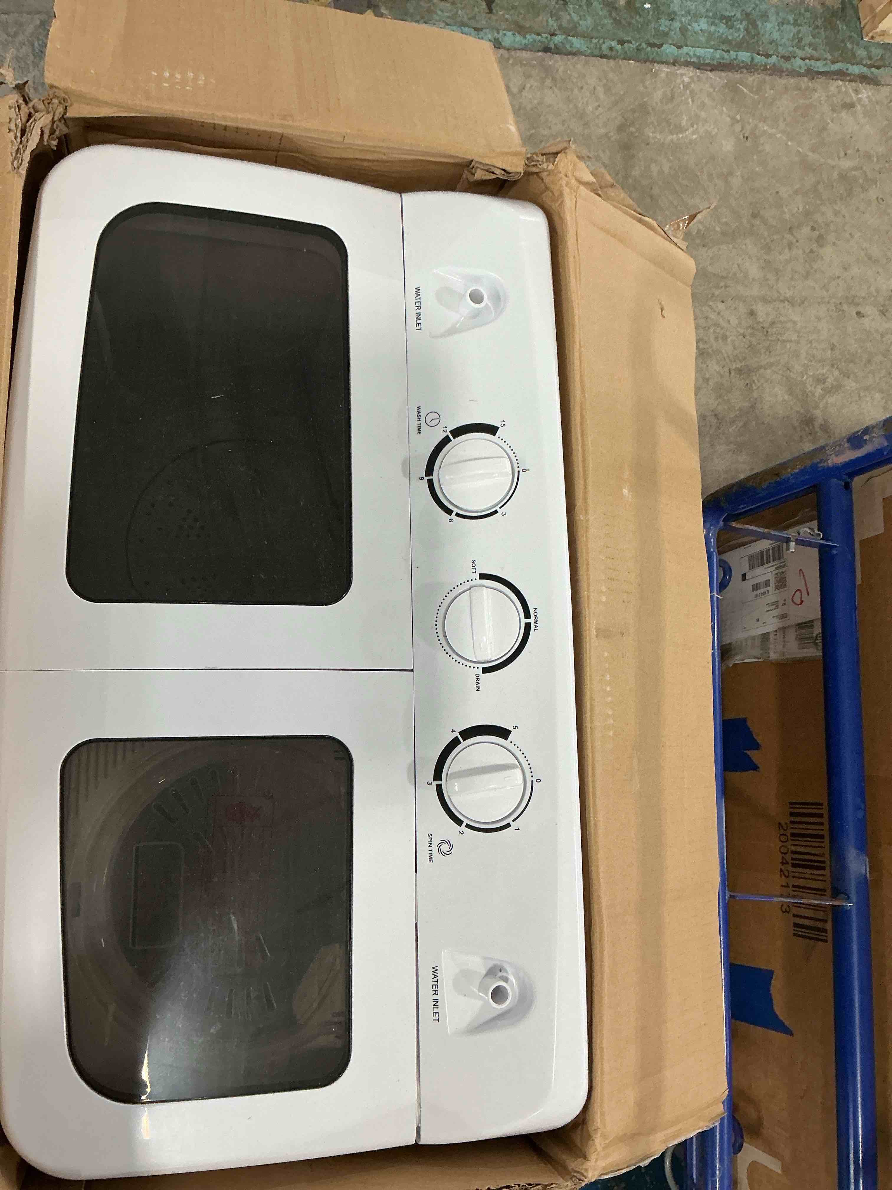 Condition photo showing Good Condition for COSTWAY Portable Washing Machine, Twin Tub 20 Lbs Capacity, Compact Laundry Washer(12 Lbs) and Spinner(8 Lbs), Durable Design, Timer Control, Perfect for RV, Apartments and Dorms, Grey+White