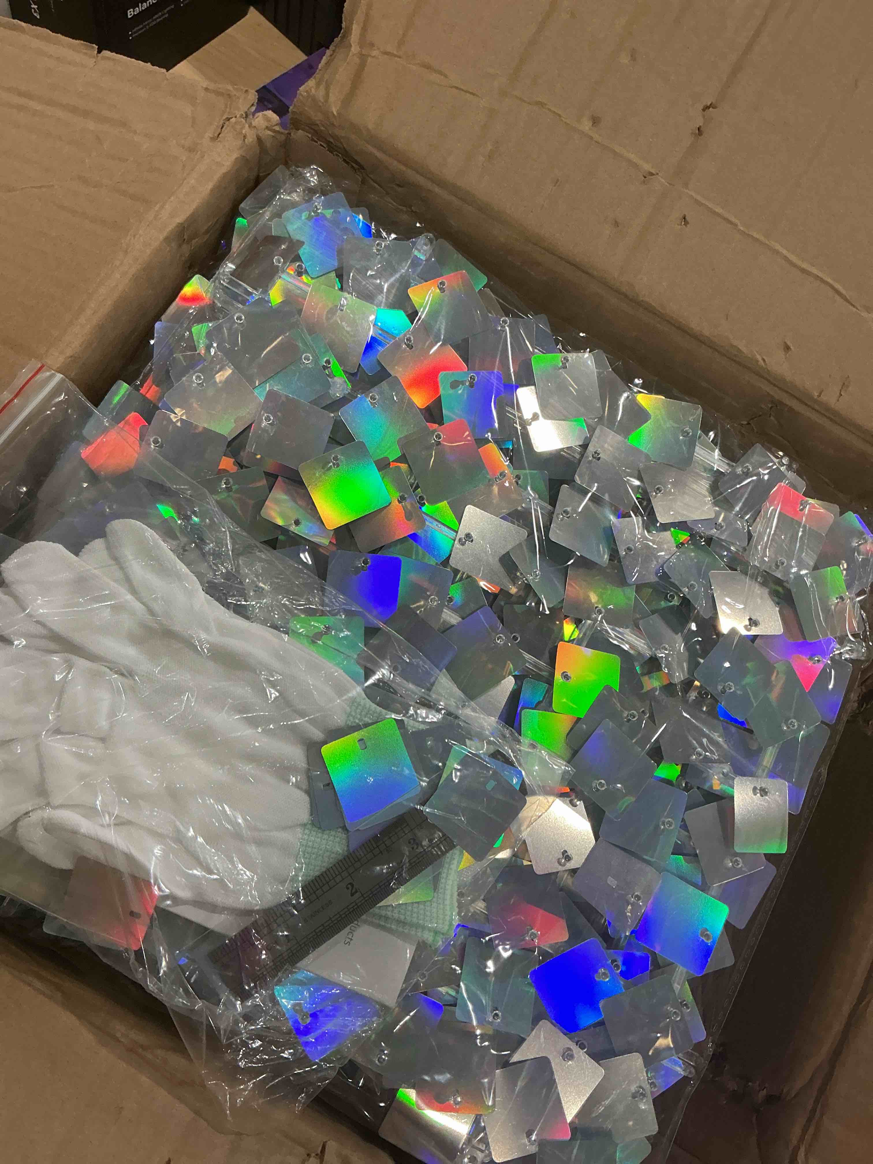 Condition photo showing Good Condition for Shimmer Wall Backdrop Iridescent Silver Wall Panels 24Pcs Square Sequin Shimmer Wall Backdrop Decoration for Birthday Party,Wedding, Anniversary 24pcs Iridescent Silver