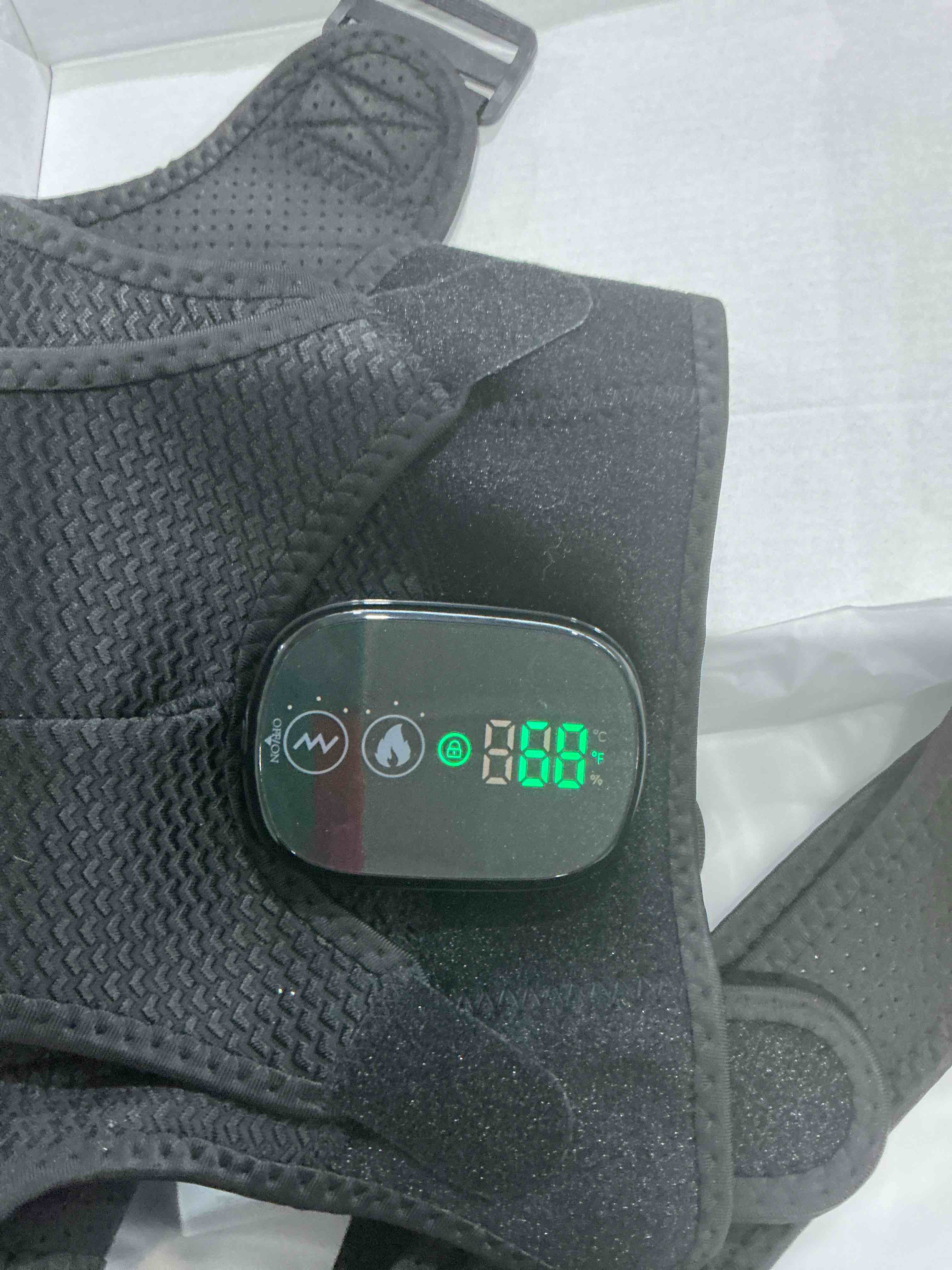 Condition photo showing New/Like New for BLACK Cordless Shoulder Heating Pad, Heated Shoulder Brace with Heating and Vibration for Shoulder Pain Relief, Portable Shoulder Massager for Men and Women Rotator Cuff Pain Relief