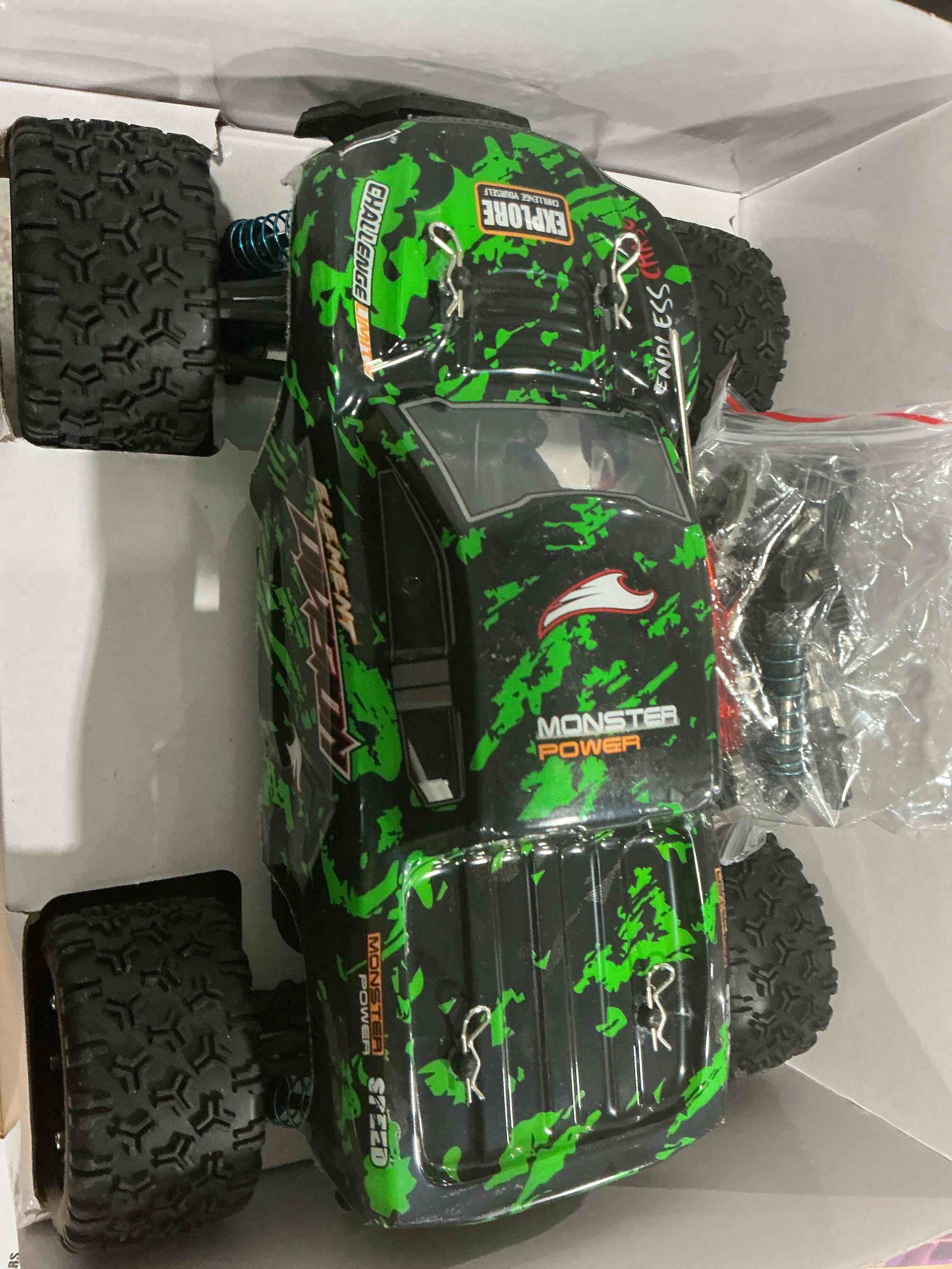 Condition photo showing New/Like New for 1:18 Scale All Terrain RC Cars, 40 KPH High Speed 4WD Electric Vehicle with 2.4 GHz Remote Control, 4X4 Waterproof Off-Road Truck with Two Rechargeable Batteries
