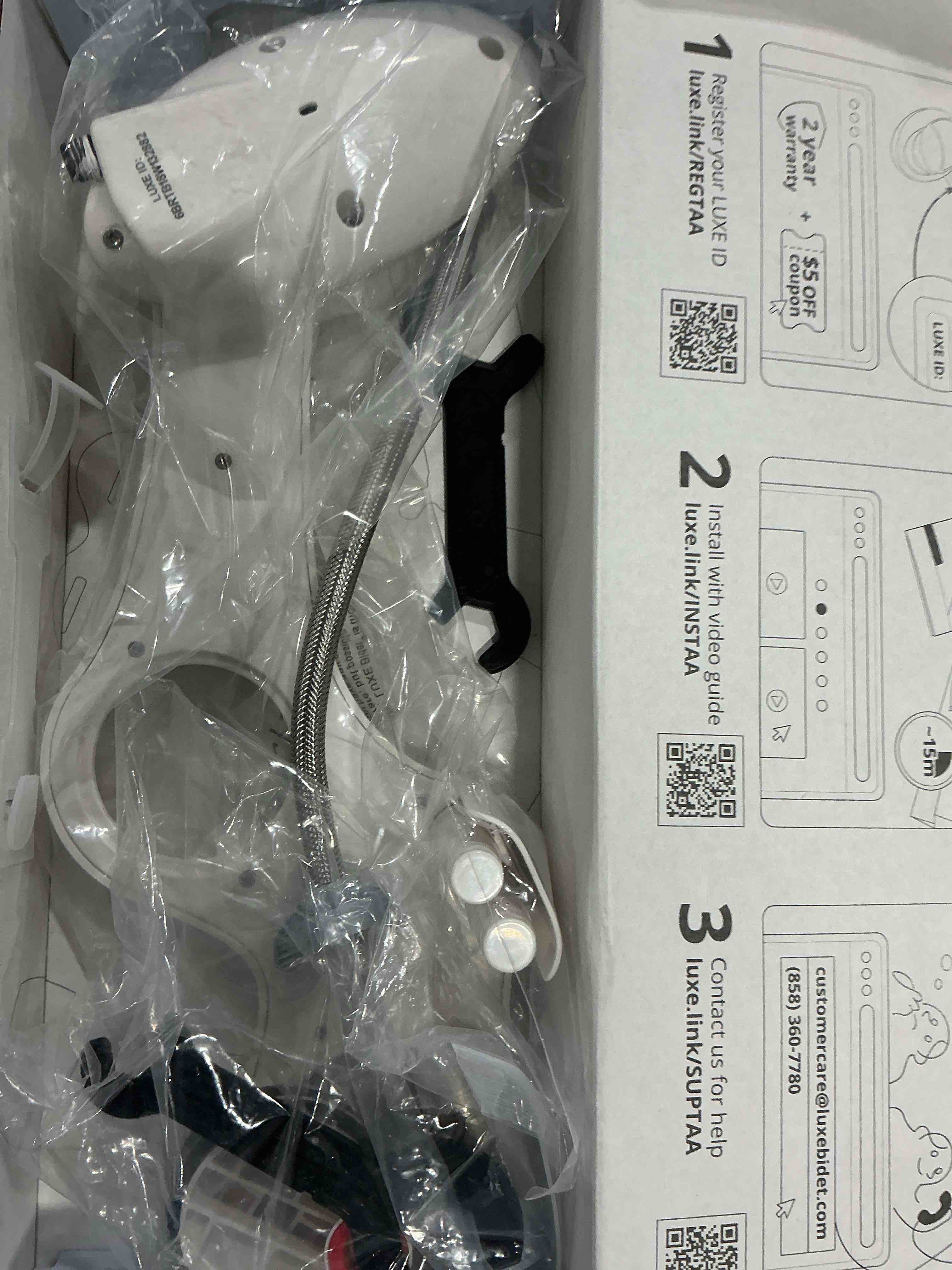 Condition photo showing As Is for LUXE Bidet NEO 180 - Dual Nozzle, Self-Cleaning, Non-Electric Bidet Attachment for Toilet Seat, Adjustable Water Pressure, Rear & Feminine Wash, with Lever Control (White)