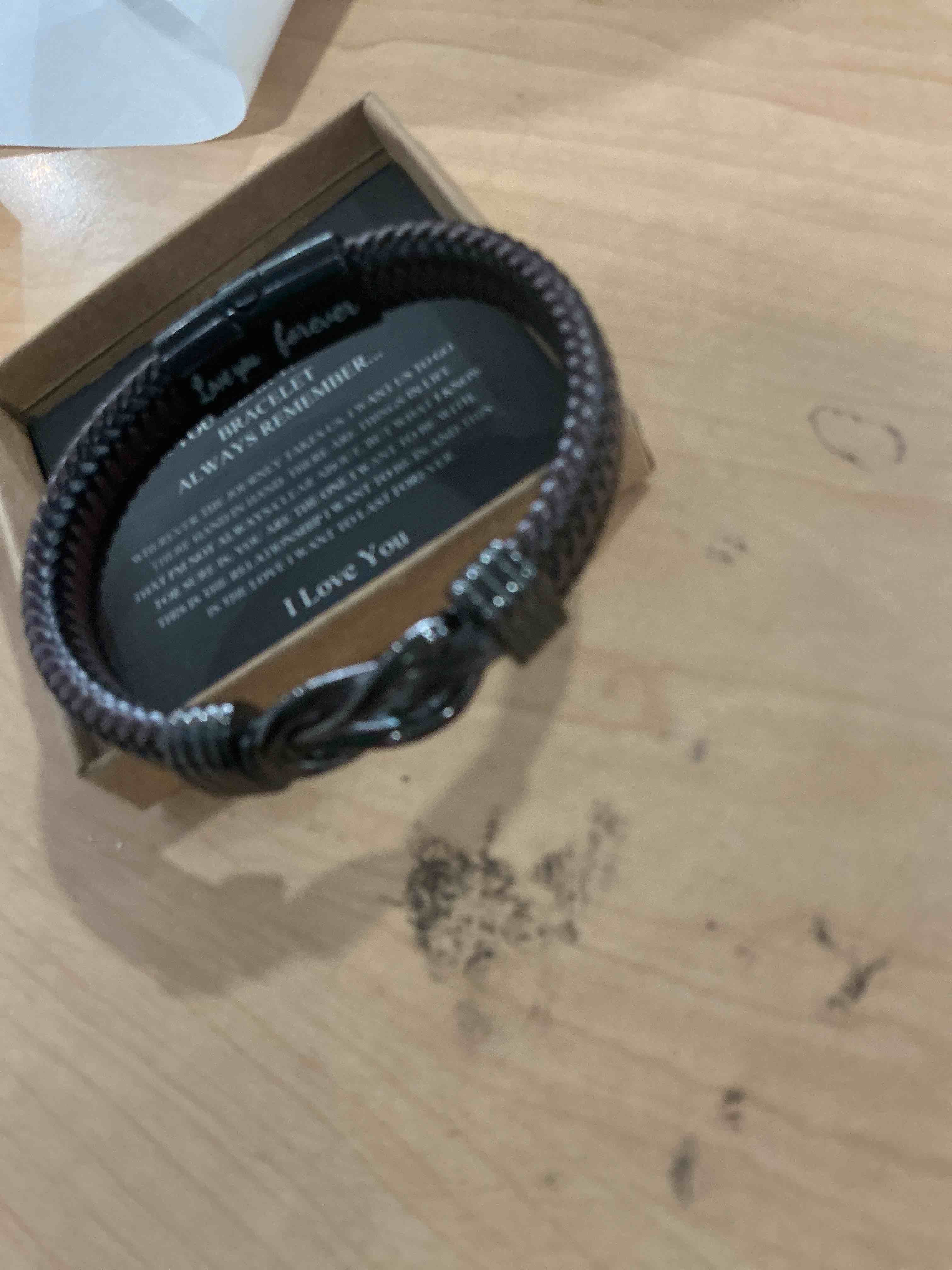 Condition photo showing New/Like New for Gift for Men Infinity Bracelet for Men Dad Husband Boyfriend Son Grandson Brother Nephew Uncle Brown Braided Leather Forever Linked Together Stainless Steel Engraved with Love You Forever Jewelry 7.5|8.5|9 Inches