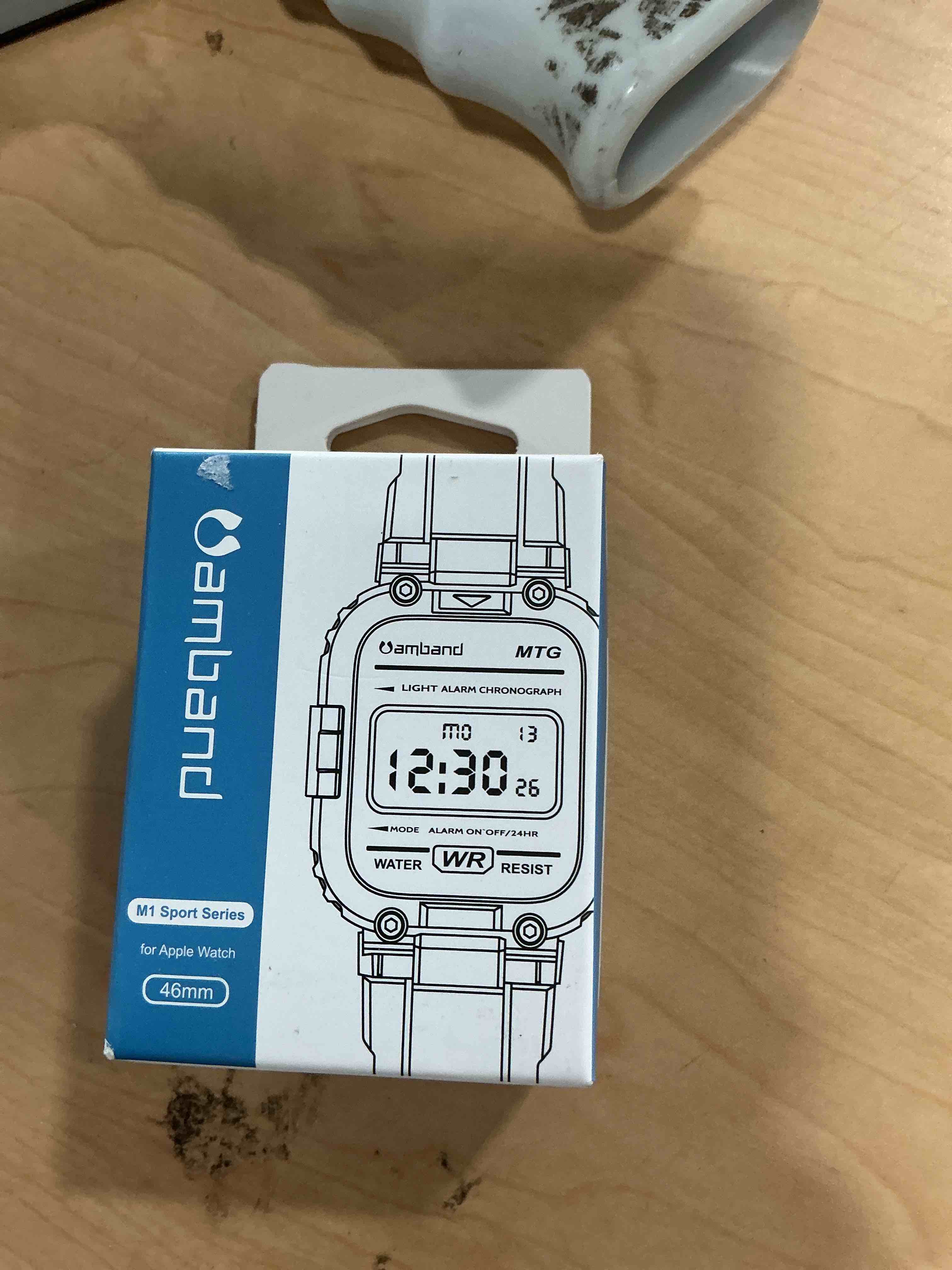Condition photo showing New/Like New for amBand M1 Sport Case Band for Apple Watch Ultra 3/2/1 & SE 3/2/1 & Series 11 10 9 8 7 6 5 4 3 49mm 46mm 45mm 44mm 42mm 41mm 40mm 38mm, Shockproof & Scratch Resistant Rugged Bumper for Men Desert Tan 46mm