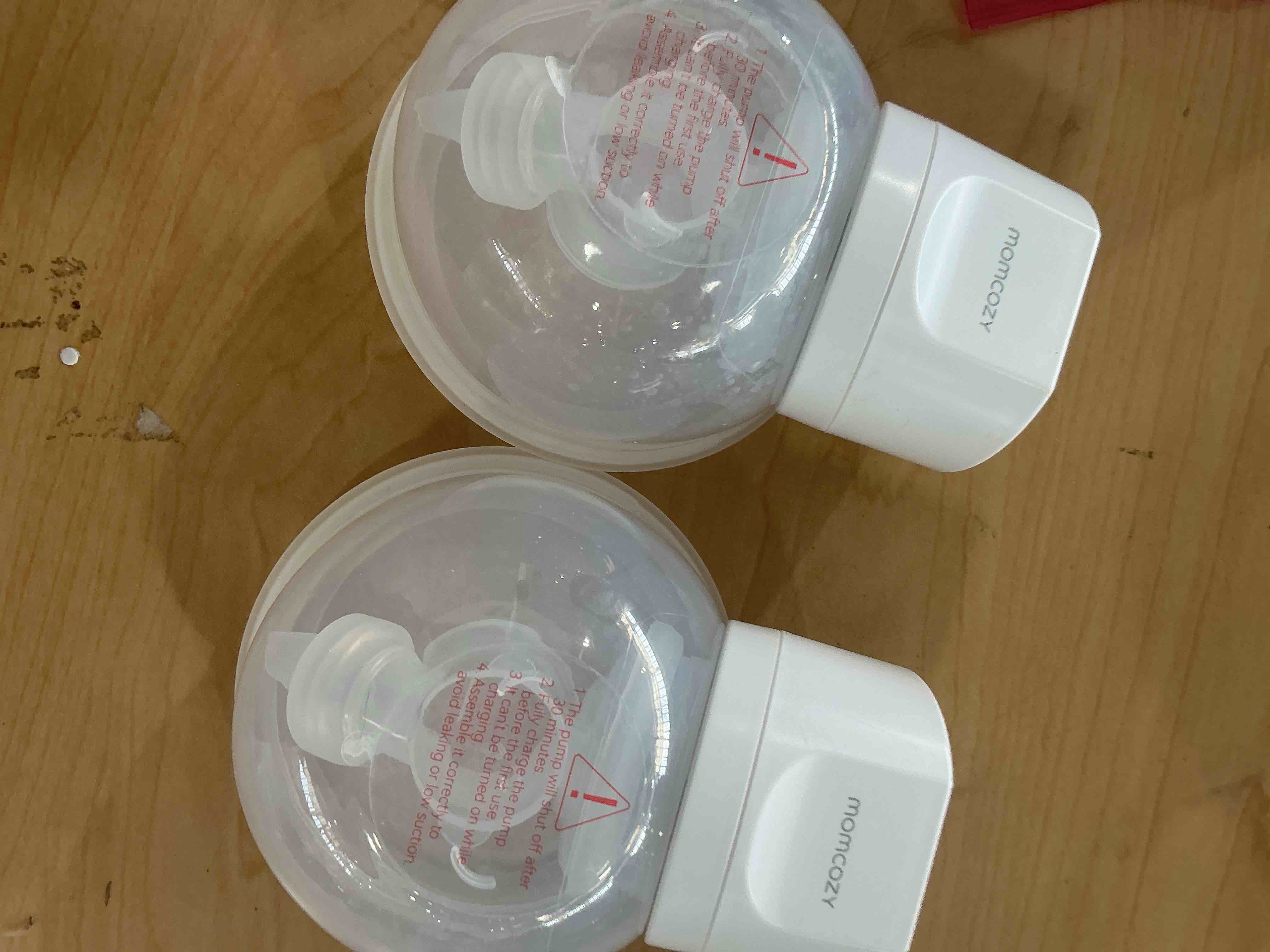 Condition photo showing Good Condition for Momcozy Breast Pump S12 Quick, Hands-Free Wearable & Wireless Pump, with DoubleFit Hybrid Flange, 3 Modes & 9 Levels Electric Pump Portable, Smart Display, 2 Count, Cozy White plain white no purple only four pieces included