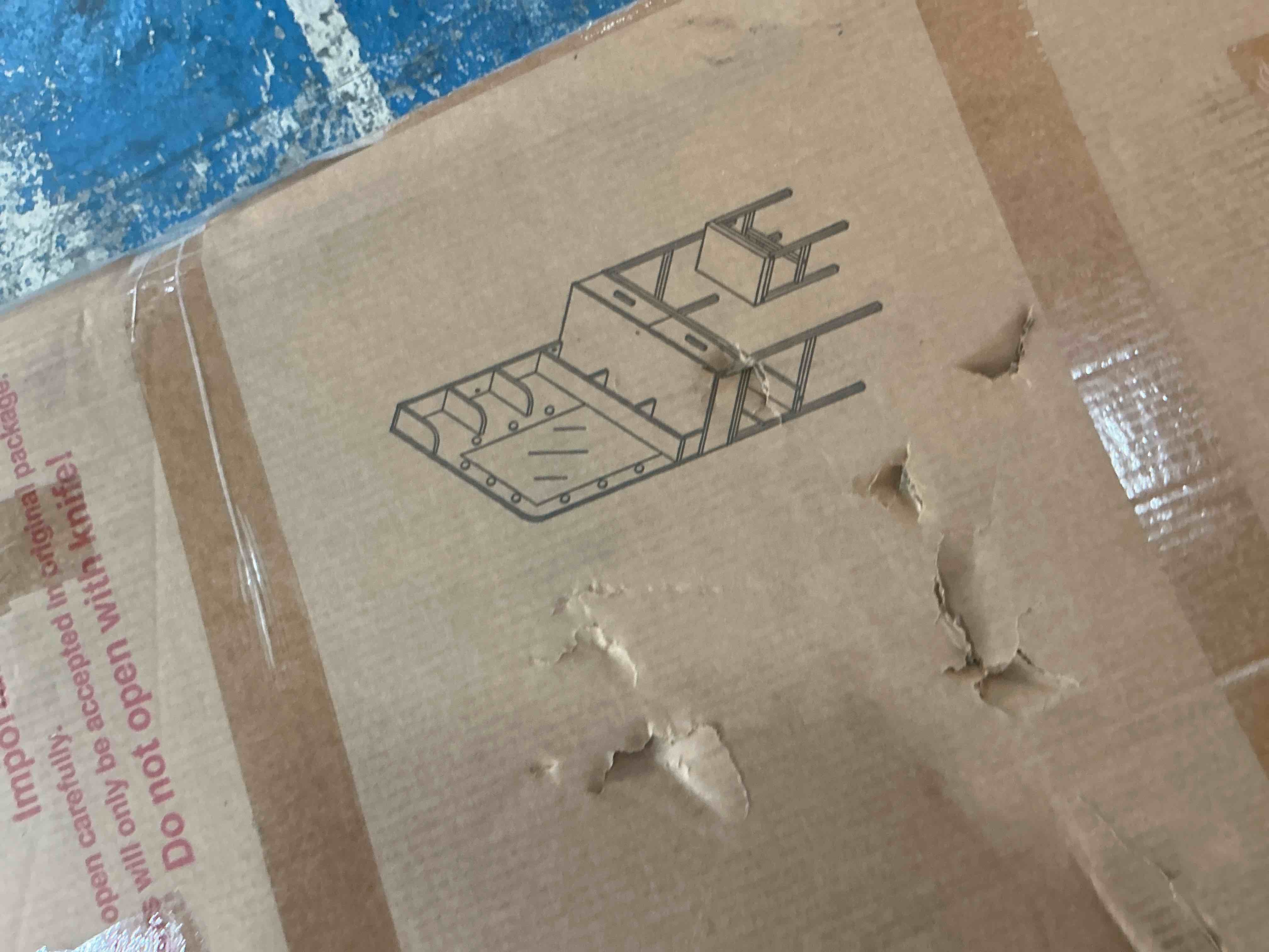 Condition photo showing As Is for Makeup Vanity Desk with Mirror and Lights, Small Vanity with Fabric Storage Drawer & Chair & Shelves, White Vanity with Fold-up Panel and Power Outlet for Bedroom All parts may not be included 