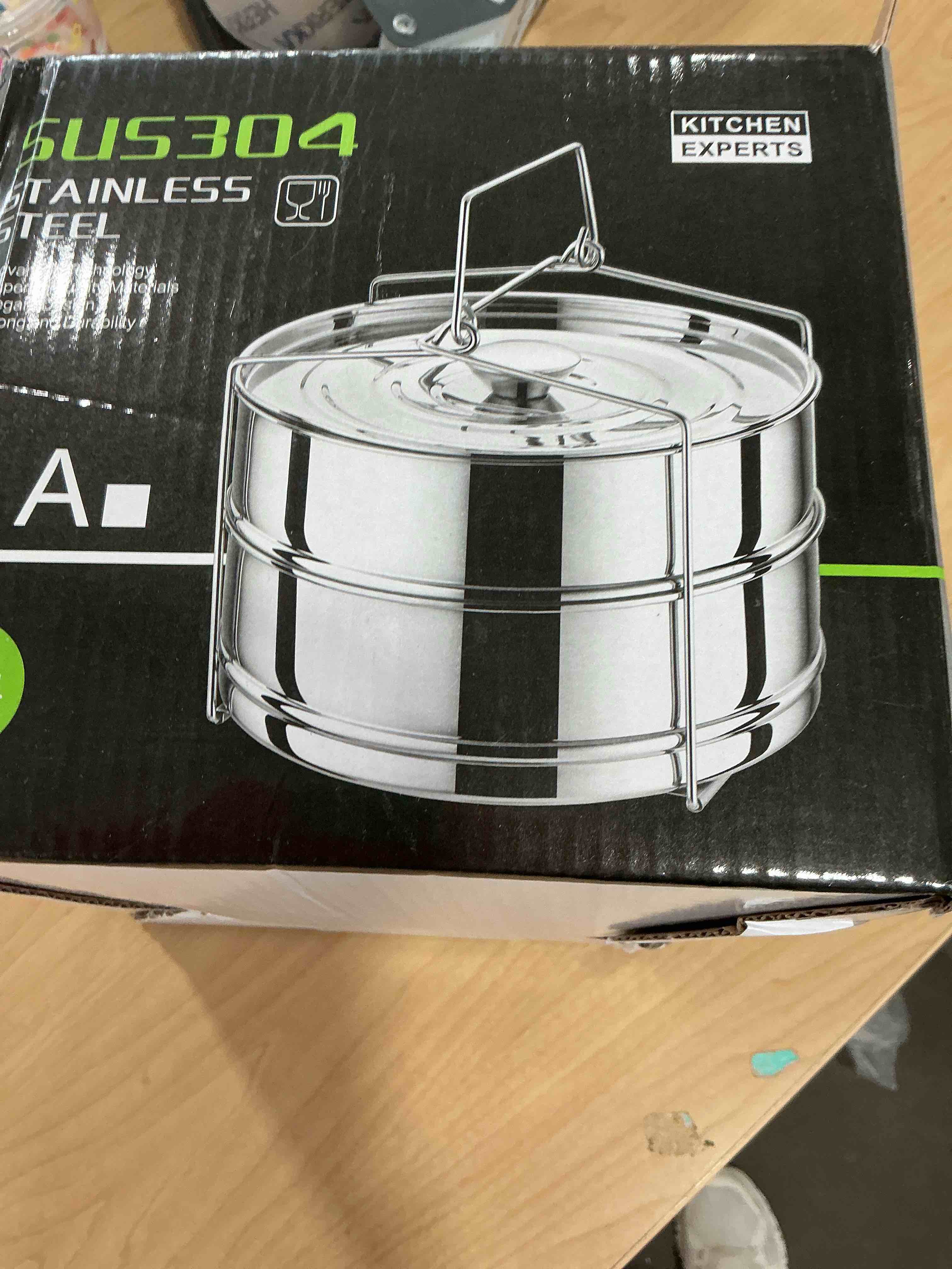 Condition photo showing Good Condition for Stackable Steamer Insert Pans- Instant Pot Accessories 6 Qt-2 Silicone handle & Interchangeable Lids–Pressure Cooker Accessories- Pot in Pot for Baking,Lasagna,food steamer,Reheat Multiple Dishes
