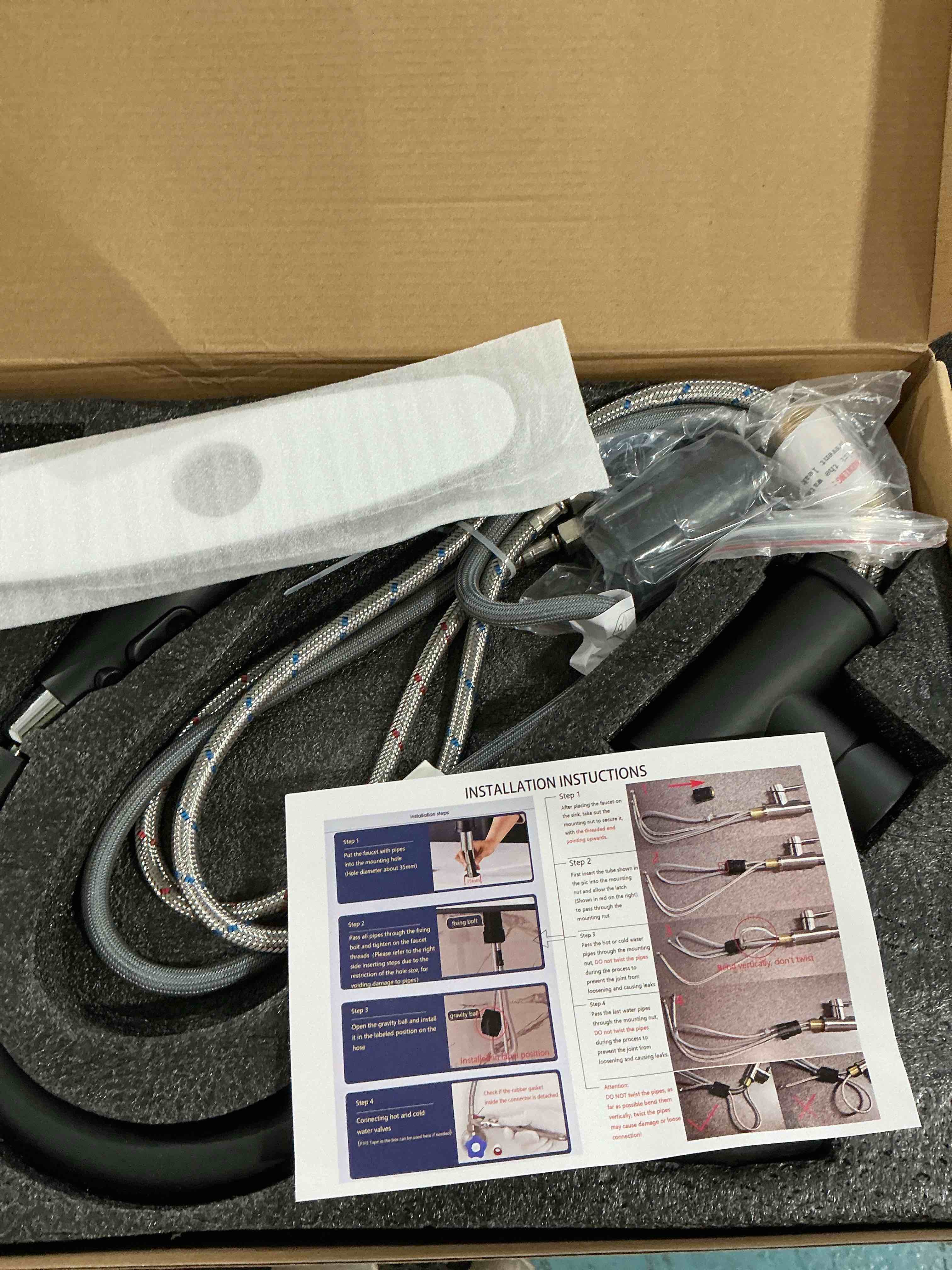 Condition photo showing Good Condition for AIMADI Kitchen Faucet with Sprayer, Modern Single Handle Pull Down Sprayer Spring Matte Black Kitchen Sink Faucet with LED Light