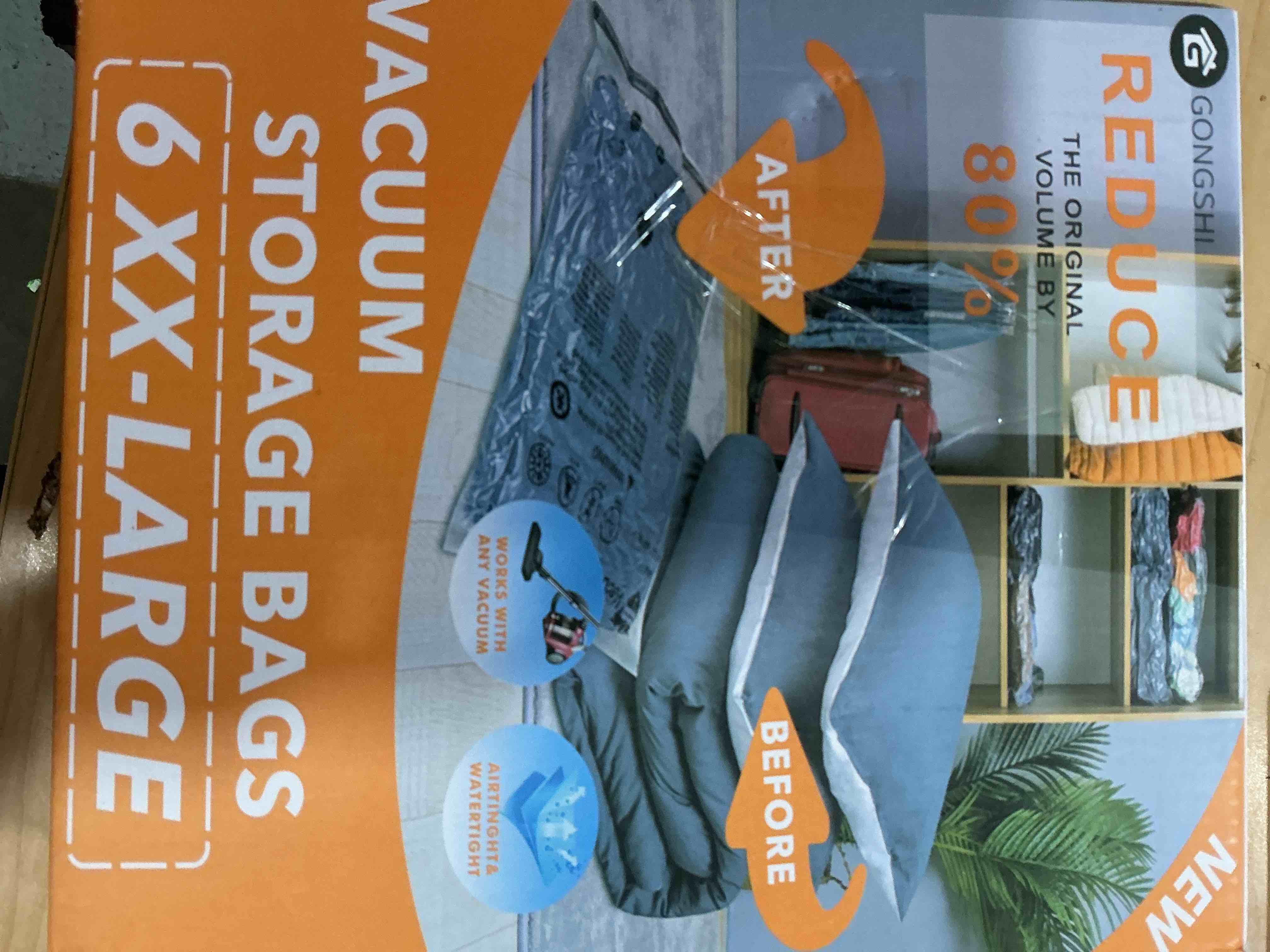 Condition photo showing Good Condition for XX Large Vacuum Storage Bags, Space Saver Sealer Compression Bags for Blankets, Comforters, Pillows, Clothes Storage XXL