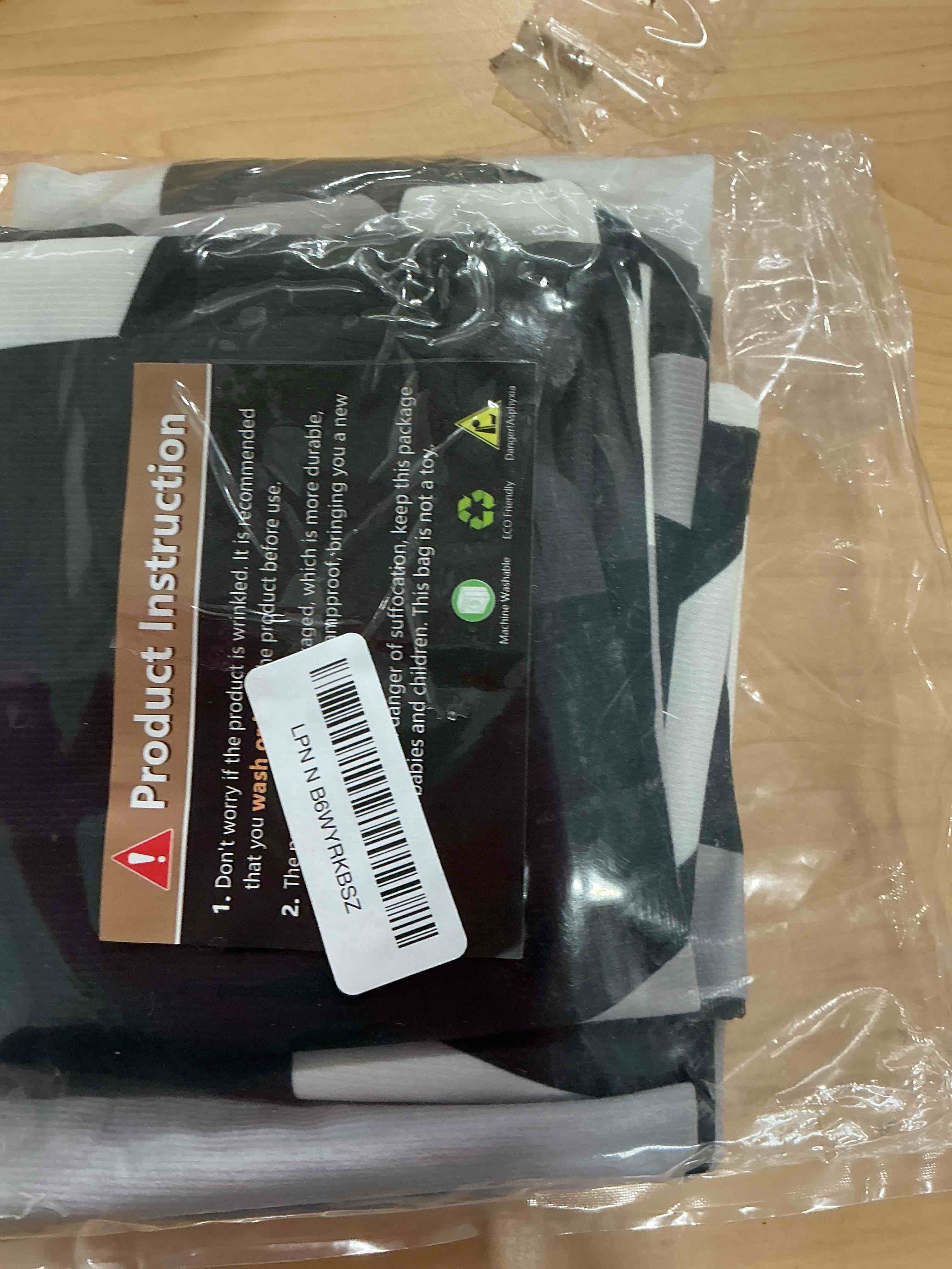 Condition photo showing Good Condition for Emvency Set of 2 Throw Pillow Cover Gray Black Stripes Design Retro Decorative Pillow Case Striped Home Decor Square 26x26 Inch Cushion Pillowcase 26" x 26" (Pack of 2) Black White