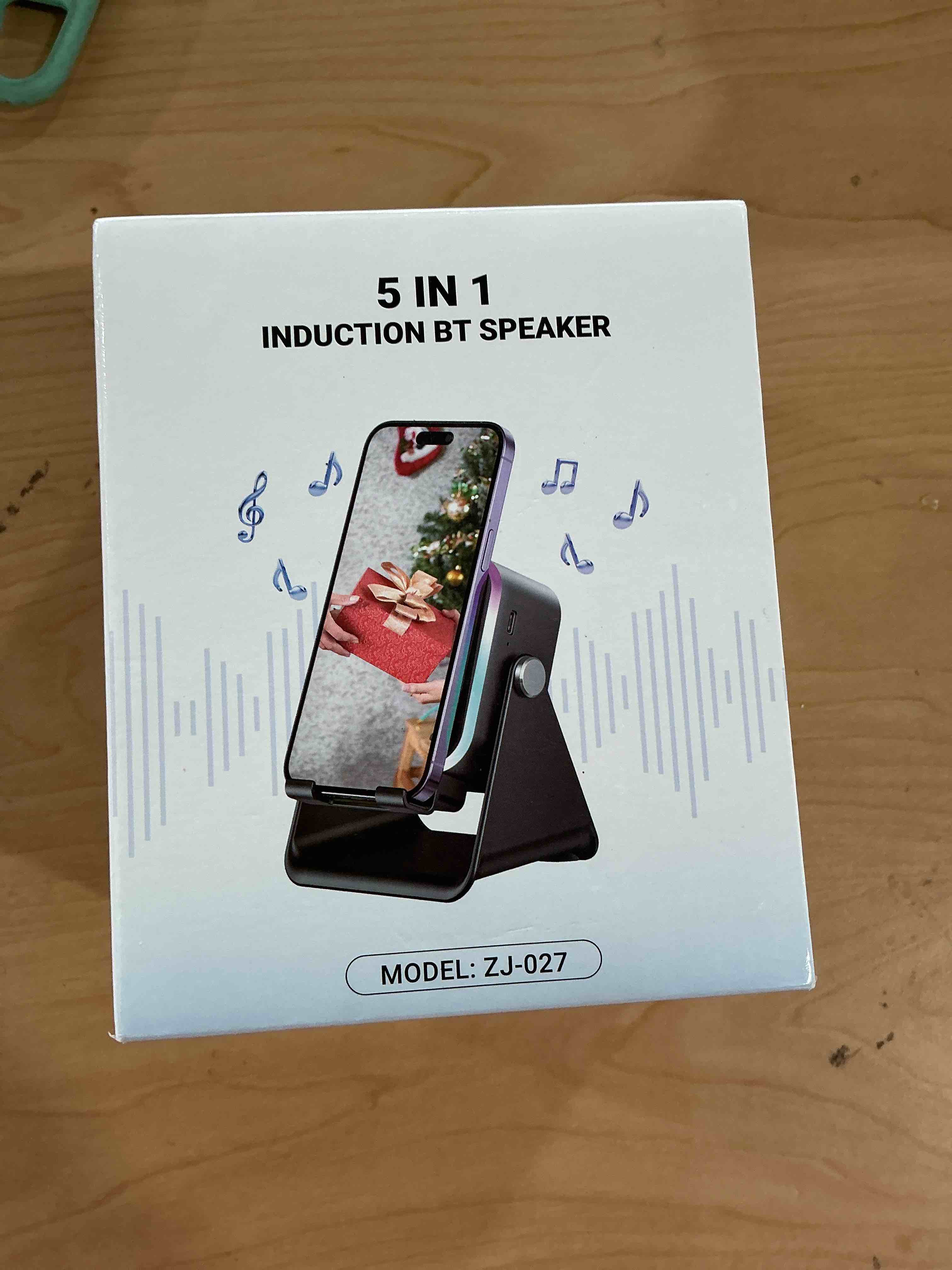 Condition photo showing Good Condition for Induction Speaker with Phone Stand 5 in 1 Wireless Induction Bluetooth Audio for iPhone Android Phone Speakers Amplifier with Rechargeable Colorful Light, Birthday Gifts for Men Women Teens (Black)