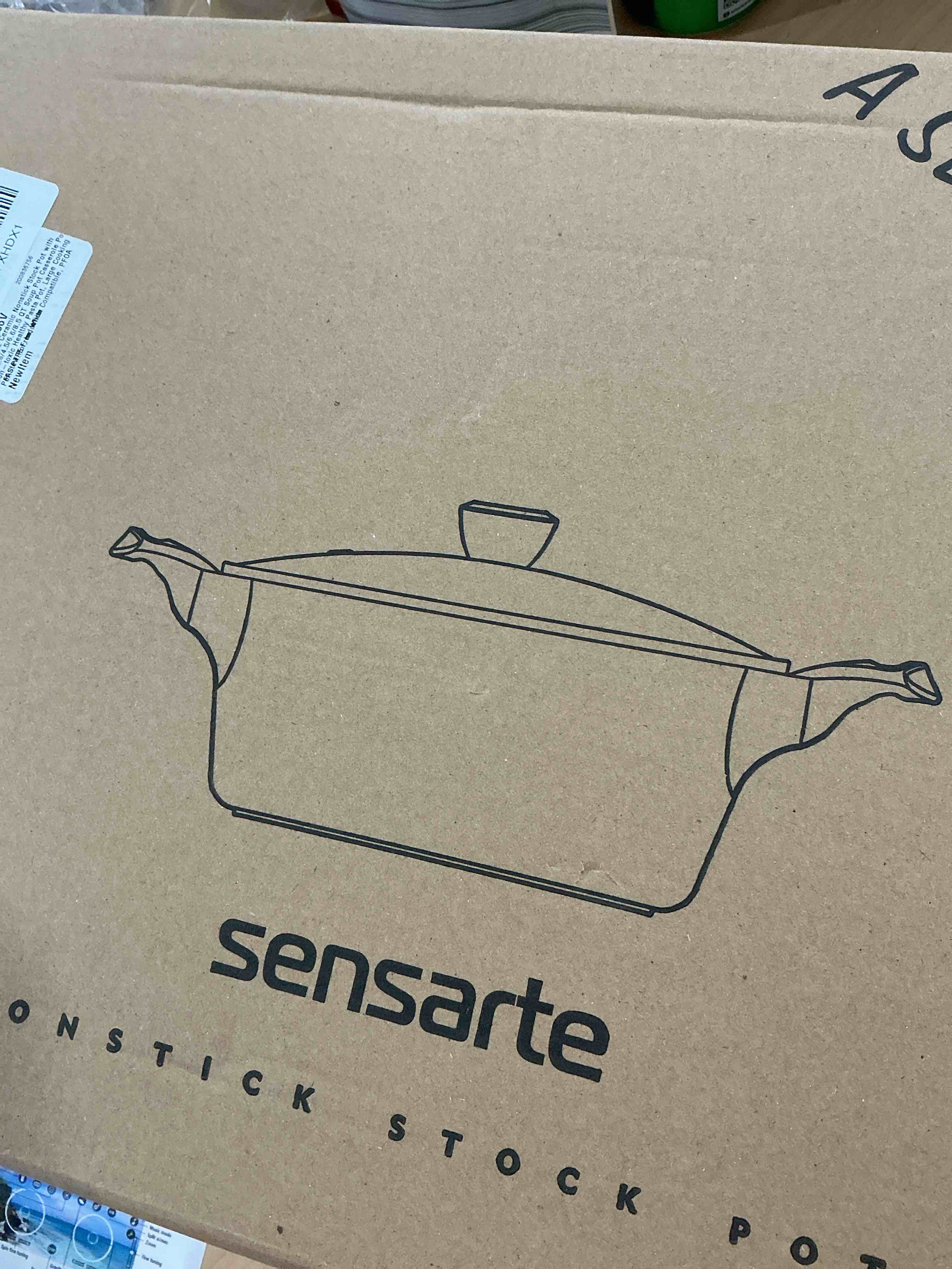 Condition photo showing New/Like New for SENSARTE Ceramic Nonstick Stock Pot with Lid, 2.6/4.5/6.6/8.5 QT Soup Pot Casserole Pot, Non-toxic Healthy Pasta Pot, Large Cooking Pot Stew Pot, Induction Compatible, PFOA PFAS PTFE Free, White 4.5 Quarts Ceramic White