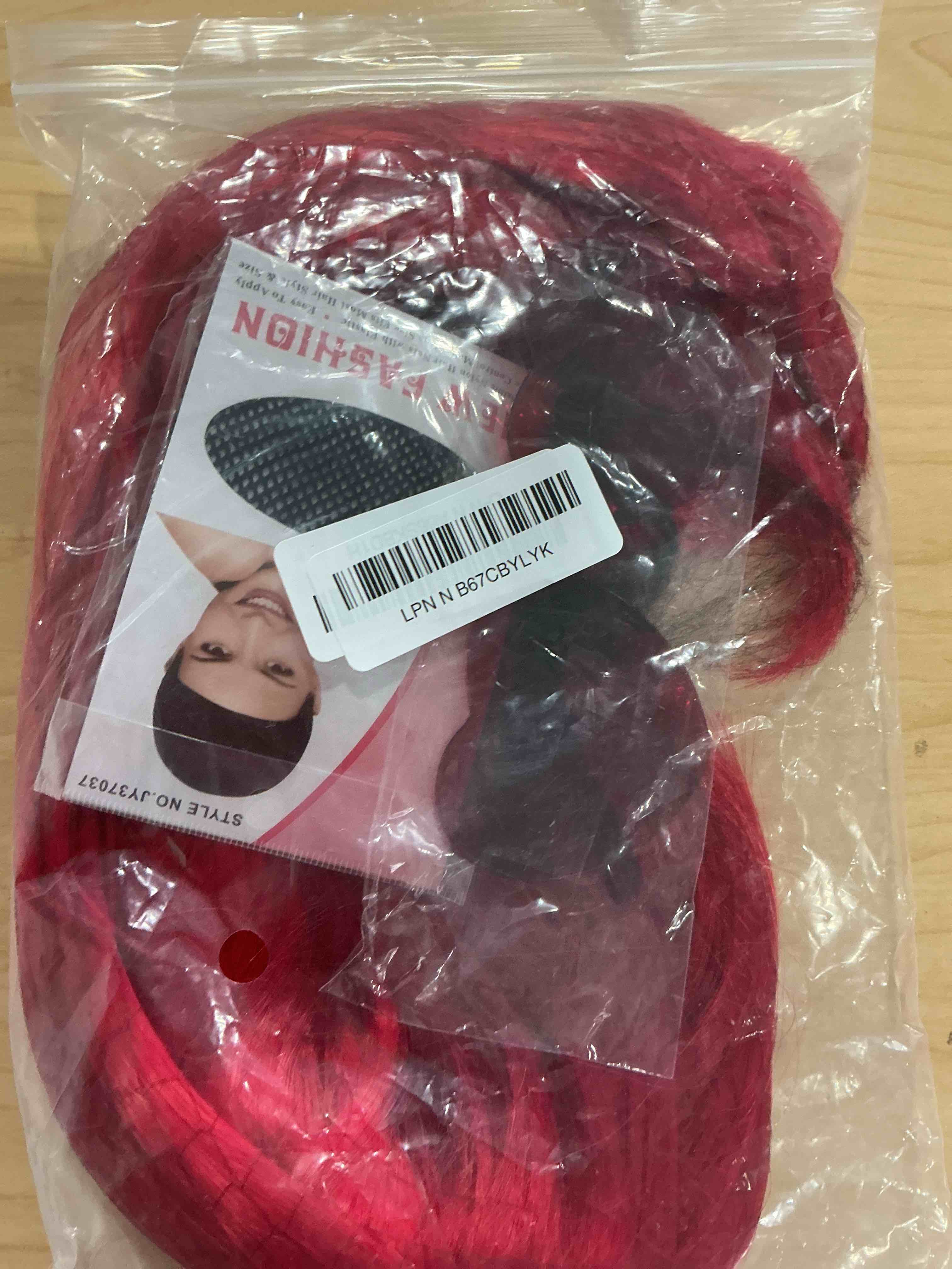 Condition photo showing New/Like New for PLULON Red Wavy Bob Wig with Bangs Heart Sunglasses for Women, Colorful Neon Funny Party Curly Bob Wigs Synthetic Hair for Valentine's Day Christmas Halloween Cosplay Costume Bachelorette Party