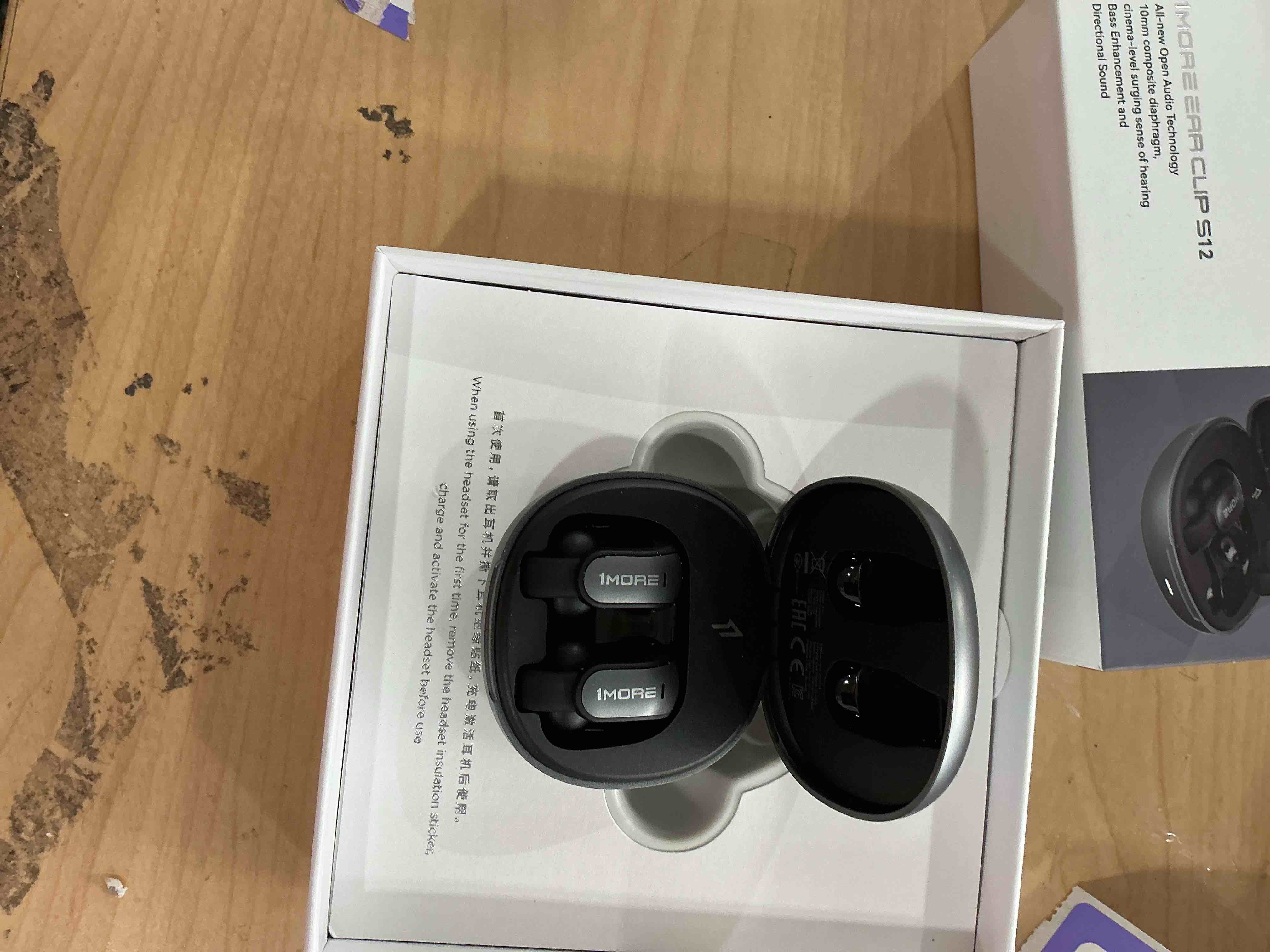 Condition photo showing Good Condition for 1MORE Ear Clip S12, Clip-On Earbuds, Lightweight Comfort, Snug Fit, Bluetooth 5.4 Open-Ear Headphones, Powerful Sound, Clear Calls, IPX5 Water Resistance, Long Playtime, Touch Control White