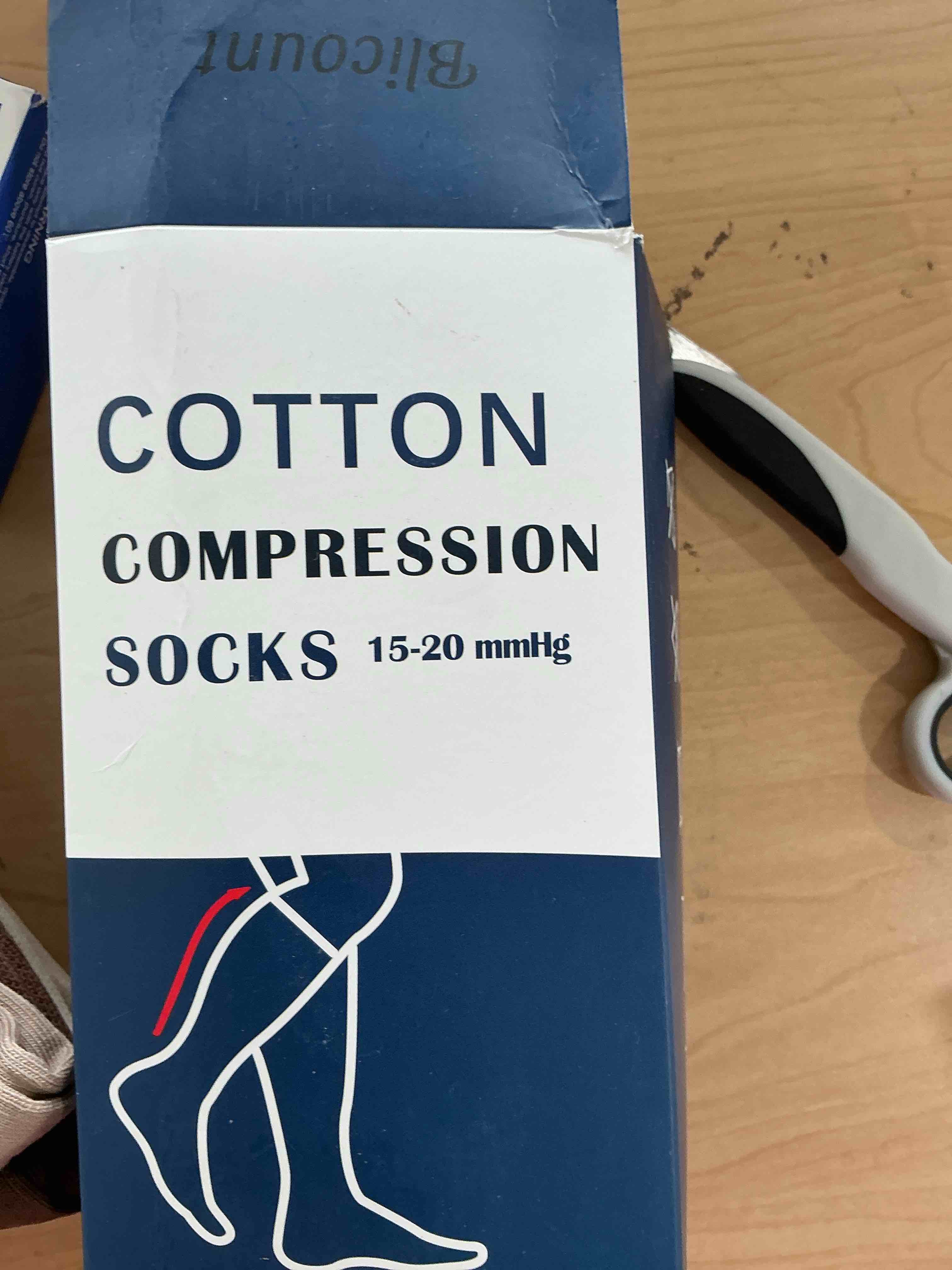 Condition photo showing New/Like New for Cotton Compression Socks for Women&Men 15-20mmHg Knee High Cute Support Sock for Nurses, Pregnant Women, Travel 3 Pairs-cream&beige&brown Large-X-Large
