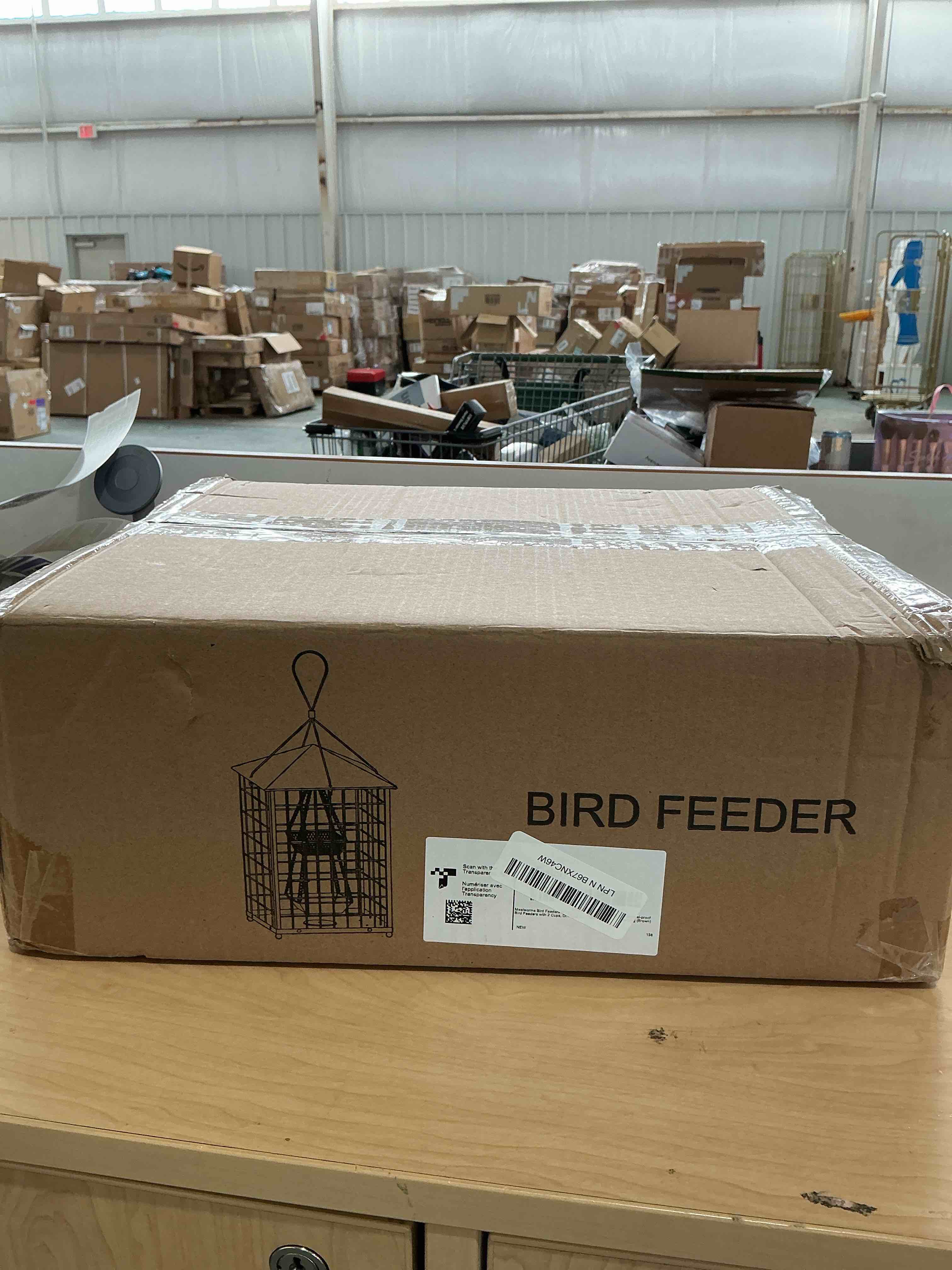 Condition photo showing New/Like New for mealworms bird feeders for bluebirds - metal - huge caged squirrel-proof bird feeders with 2 cups, diy wild bird feeders outdoor hanging (brown), attract wild birds, 2lbs seed capacity+1 mealworms cup