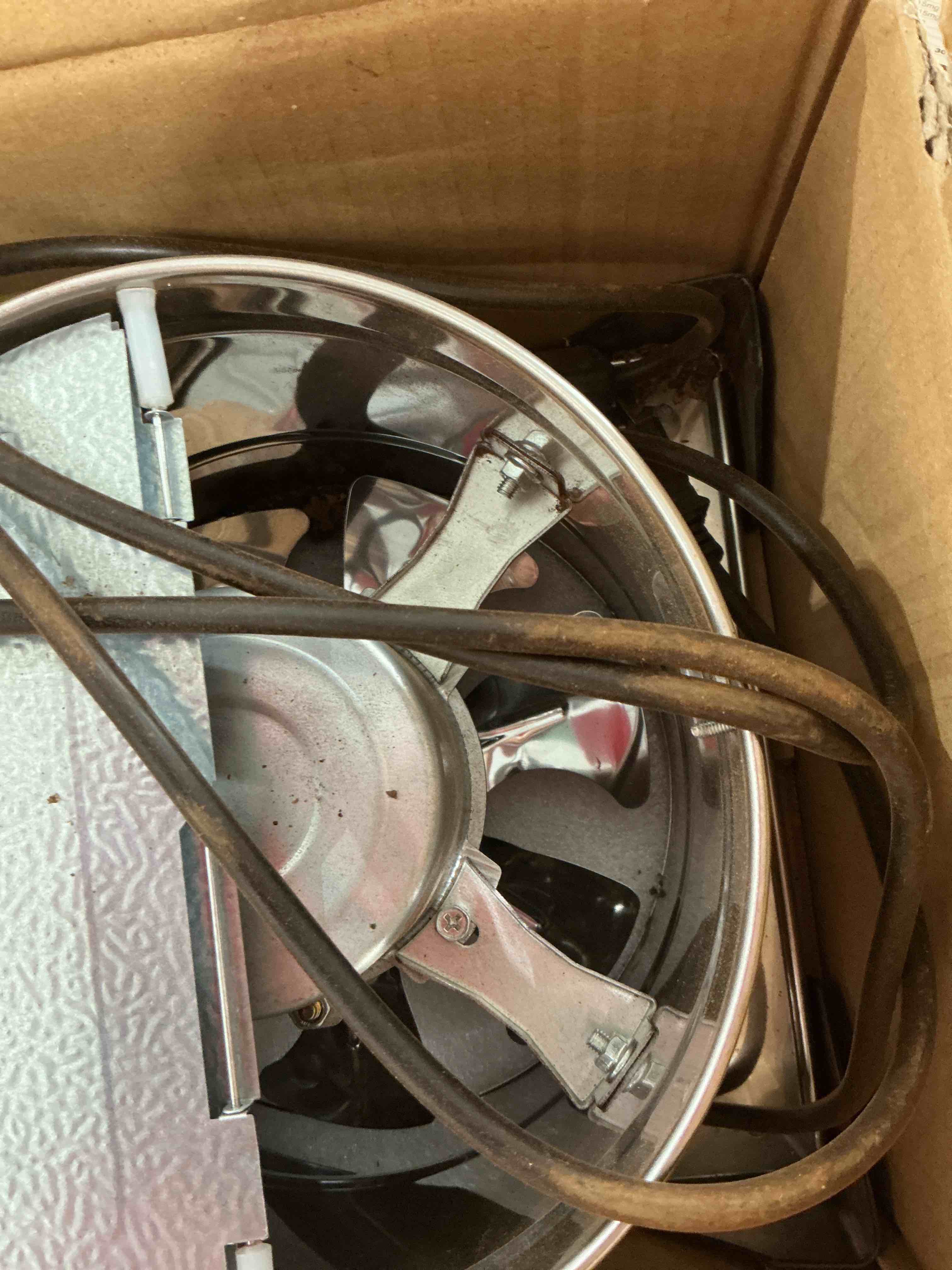 Condition photo showing As Is for hg power 8 inch kitchen exhaust fan, 576cfm metal attic exhaust fan, wall mounted garage ventilation fan, basement extractor fans with backdraft damper for home office commercial use, silver silver 8 inch with switch