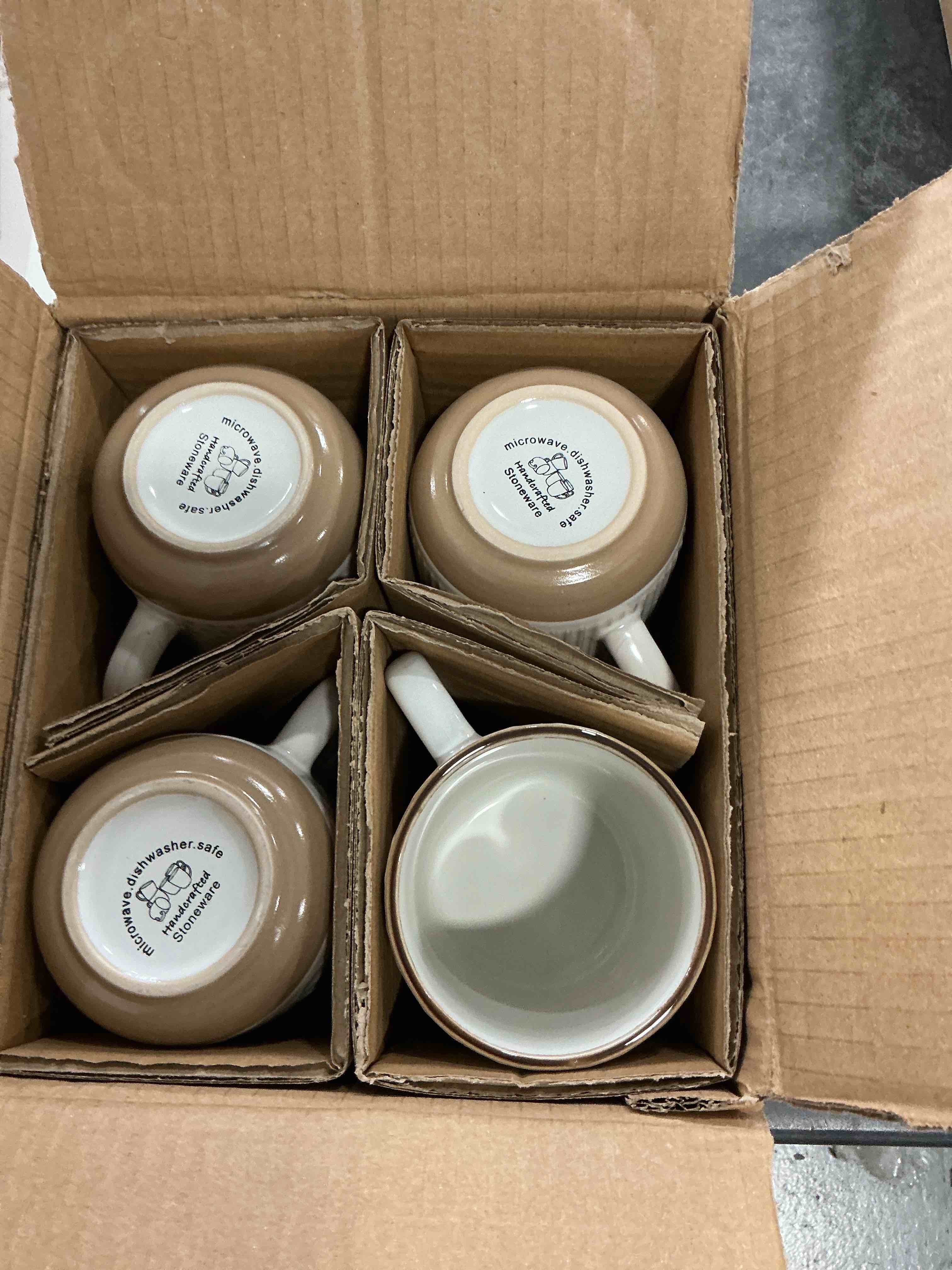 GBHOME Large Coffee Mugs Set of 4, 16oz Handmade Stoneware Coffee Mugs Set with Large Handle for Cap