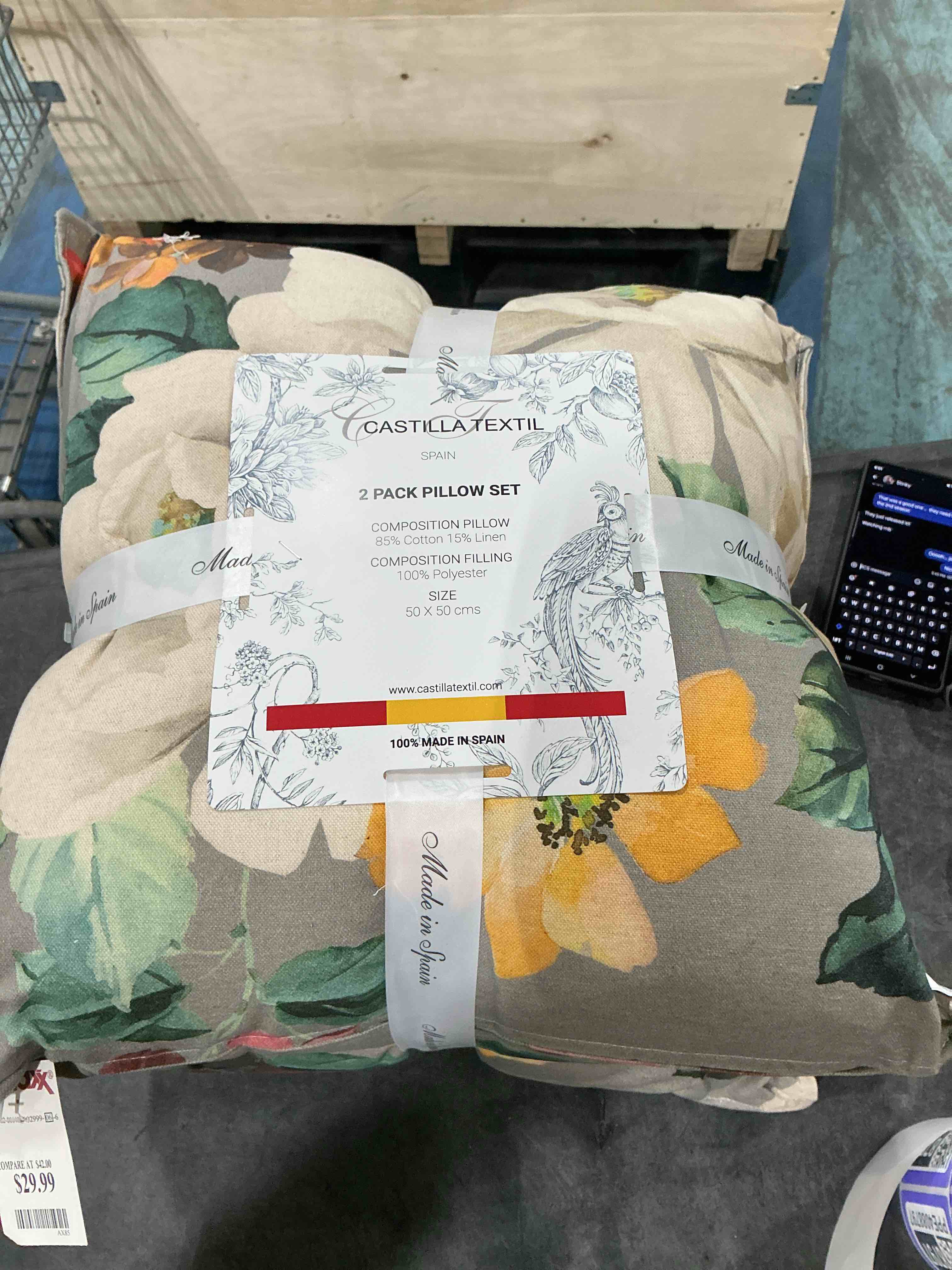 Castilla Textil 20”x20” 2-pack pillow set Floral design