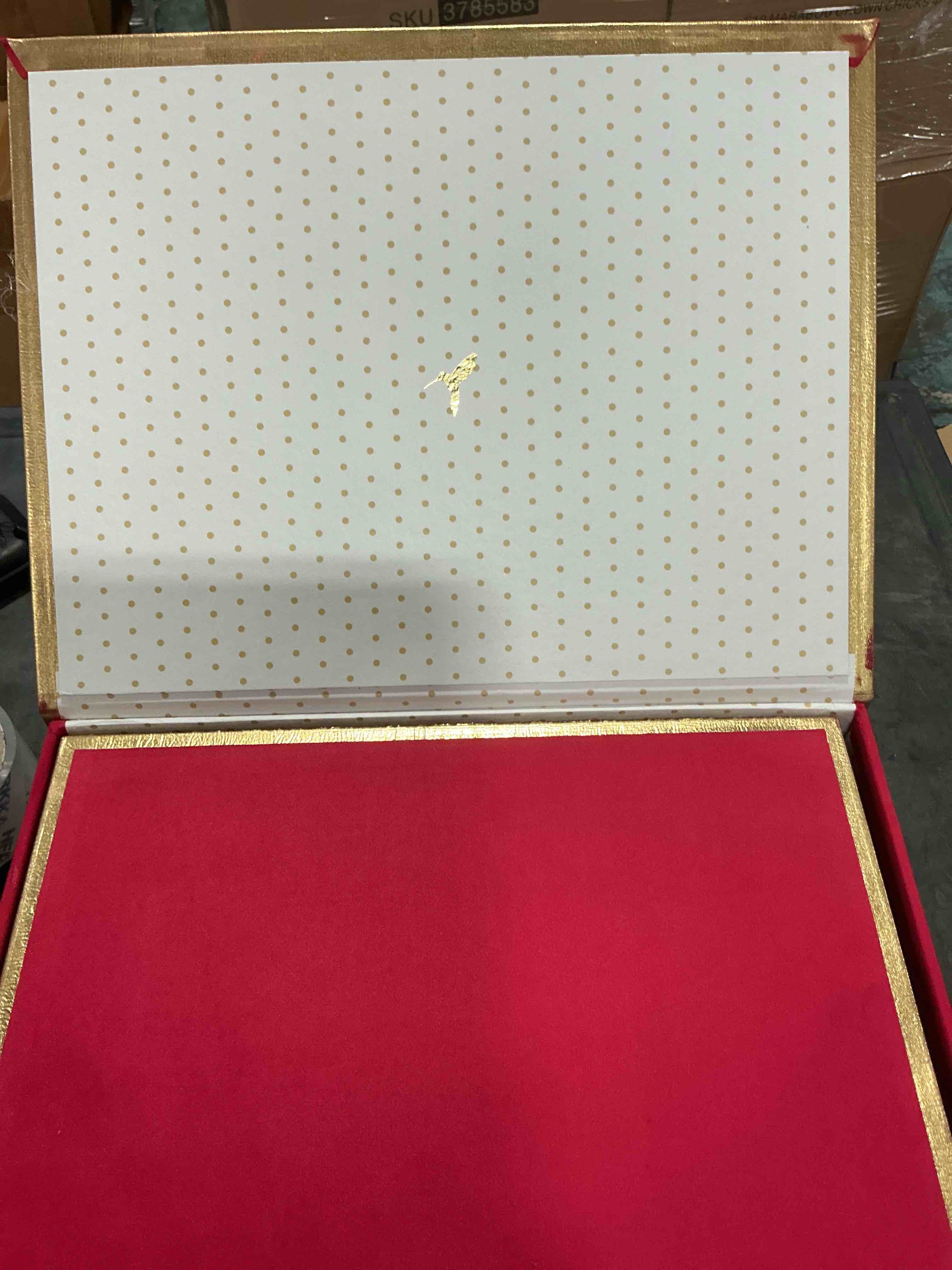 Red velvet with gold accent gift box set of four