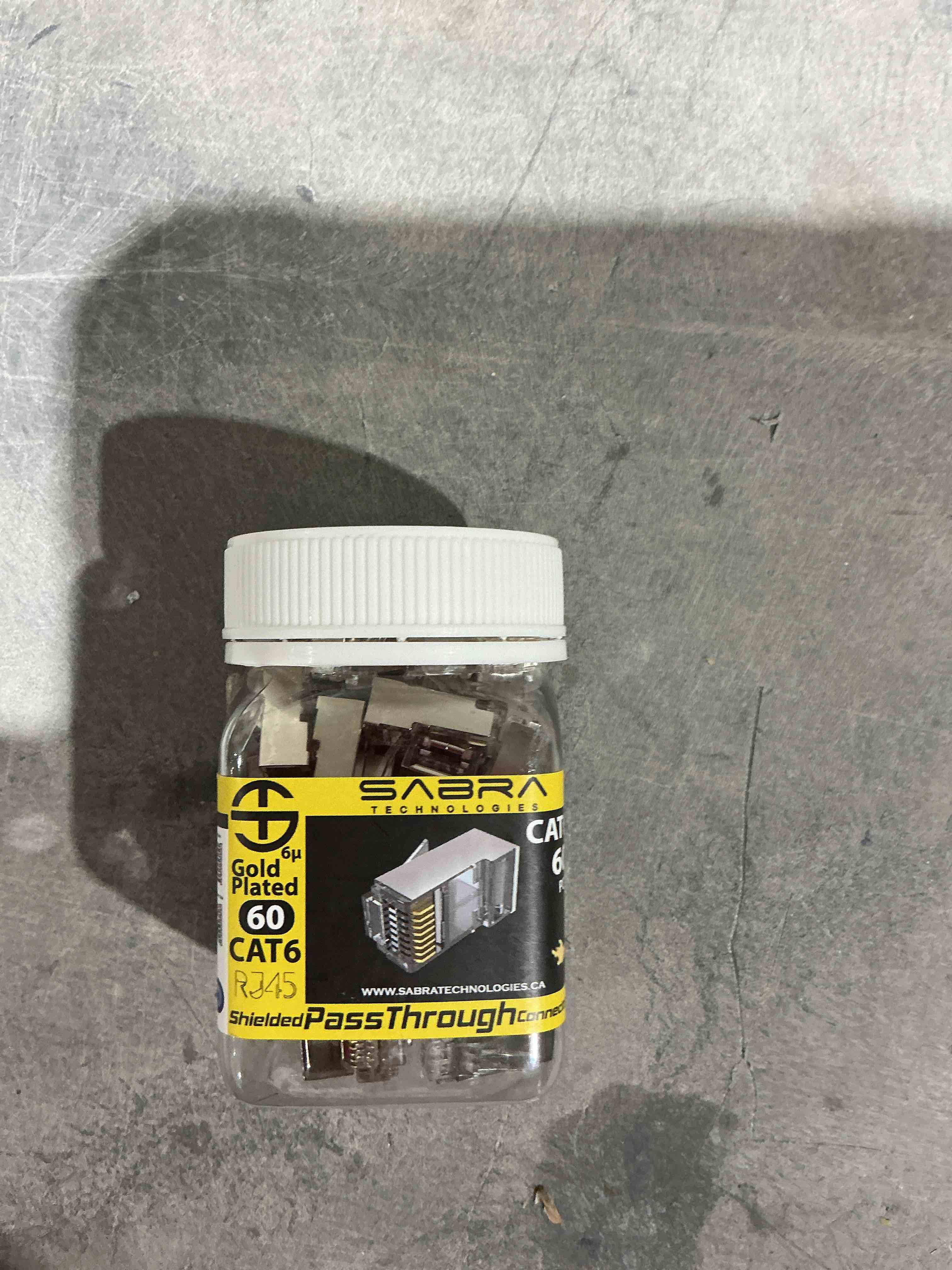 Shielded Cat6 Connectors (50 PCS) RJ45 PassThrough Internal Ground FTP STP Connectors, Gold Plated 6 Micron 6µ 3 Prong Pins (Cat6 /50 PCS)