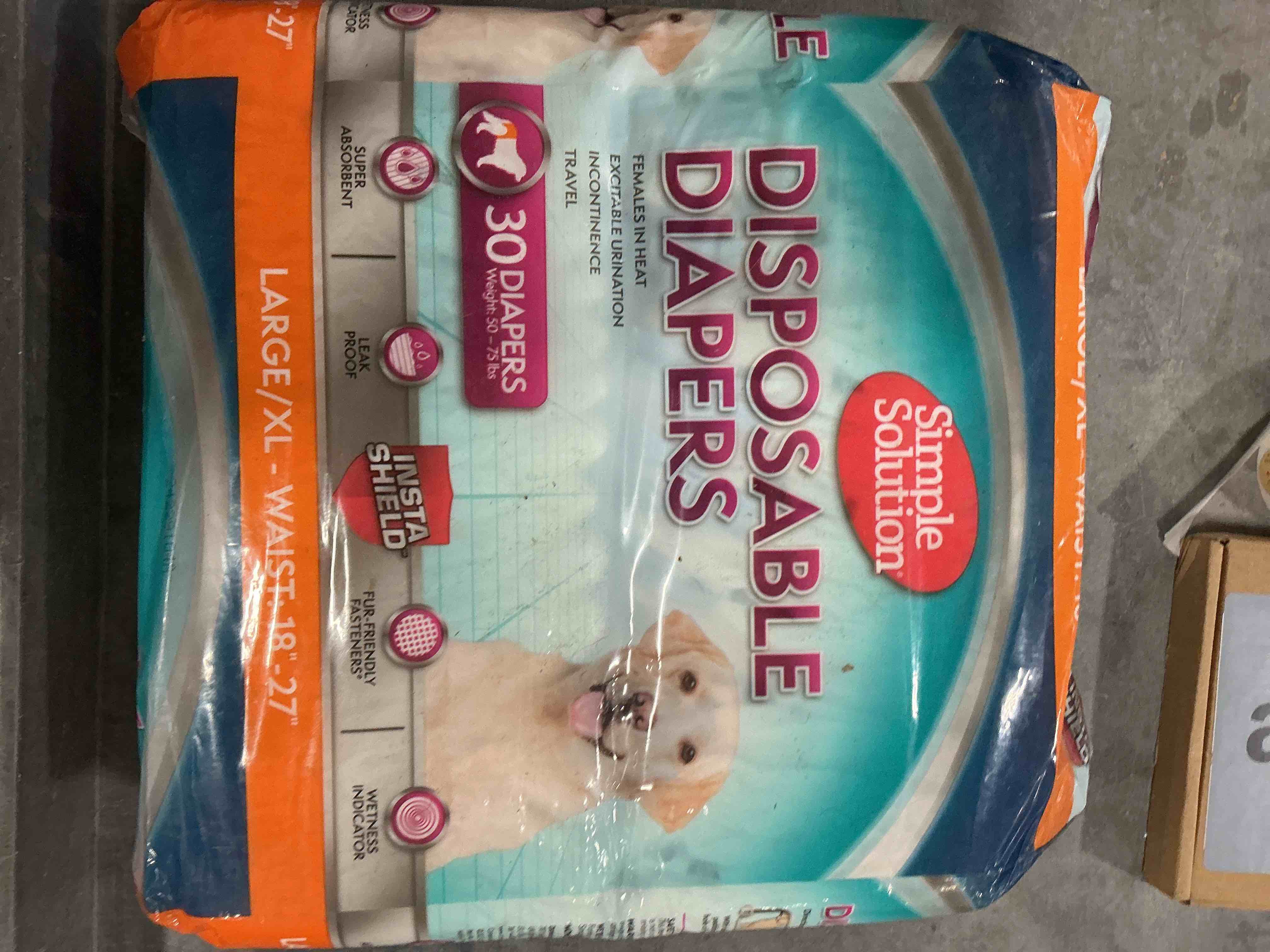 Disposable Dog Diapers for Female Dogs, Leak Proof Diaper for Dogs, Potty Training, XXL Puppy Training, Incontinence, Diaper for Peeing, For Large Pets, 22-37 Inch Waist, 12 Count