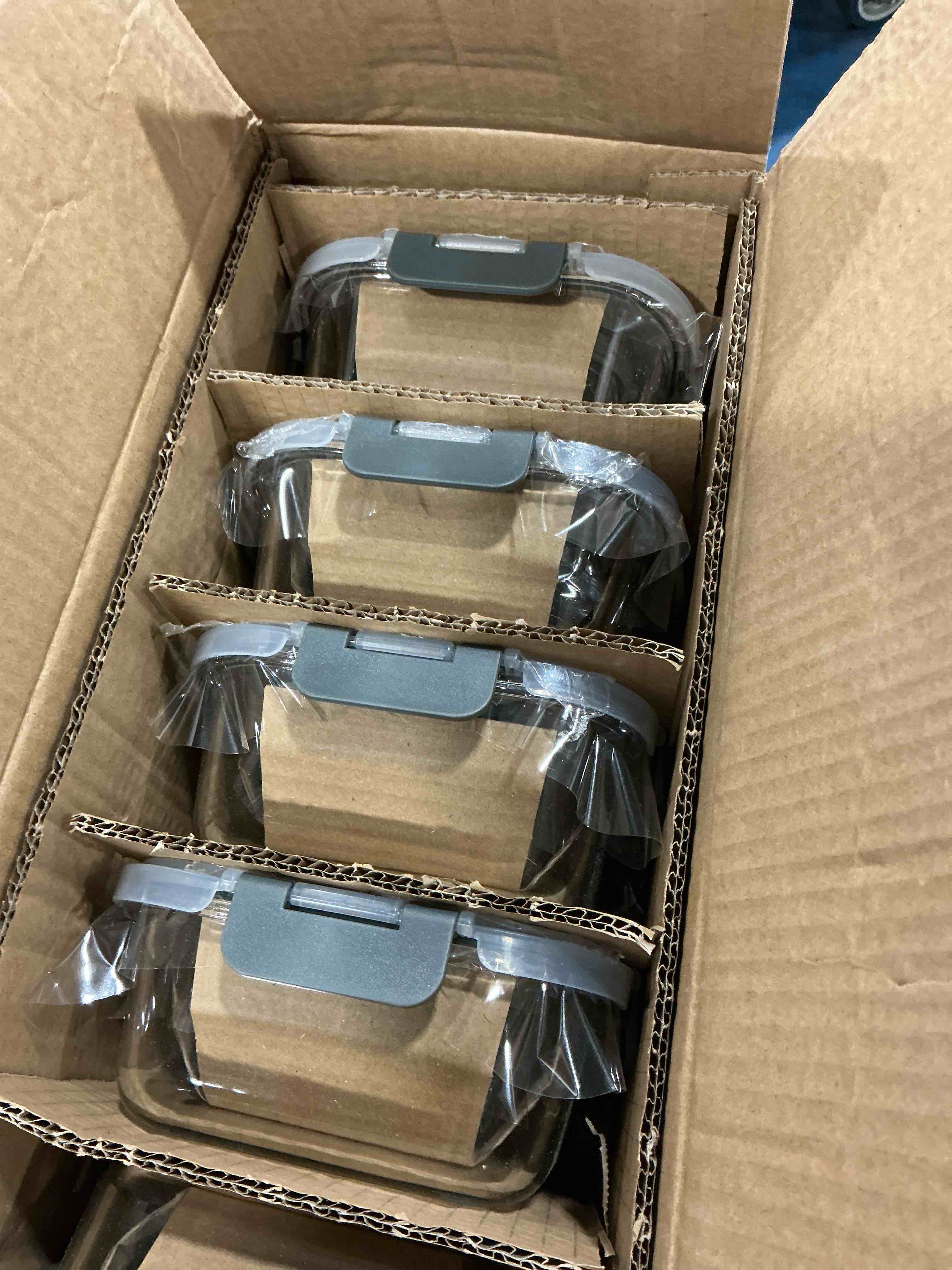 Condition photo showing New/Like New for VERONES 10 Pack Glass Meal Prep Containers, Airtight Glass Lunch Containers, Stackable Glass Food Storage Containers Set with Lids,Exclusive of BPA,for Microwave, Oven, Freezer & Dishwasher,Grey