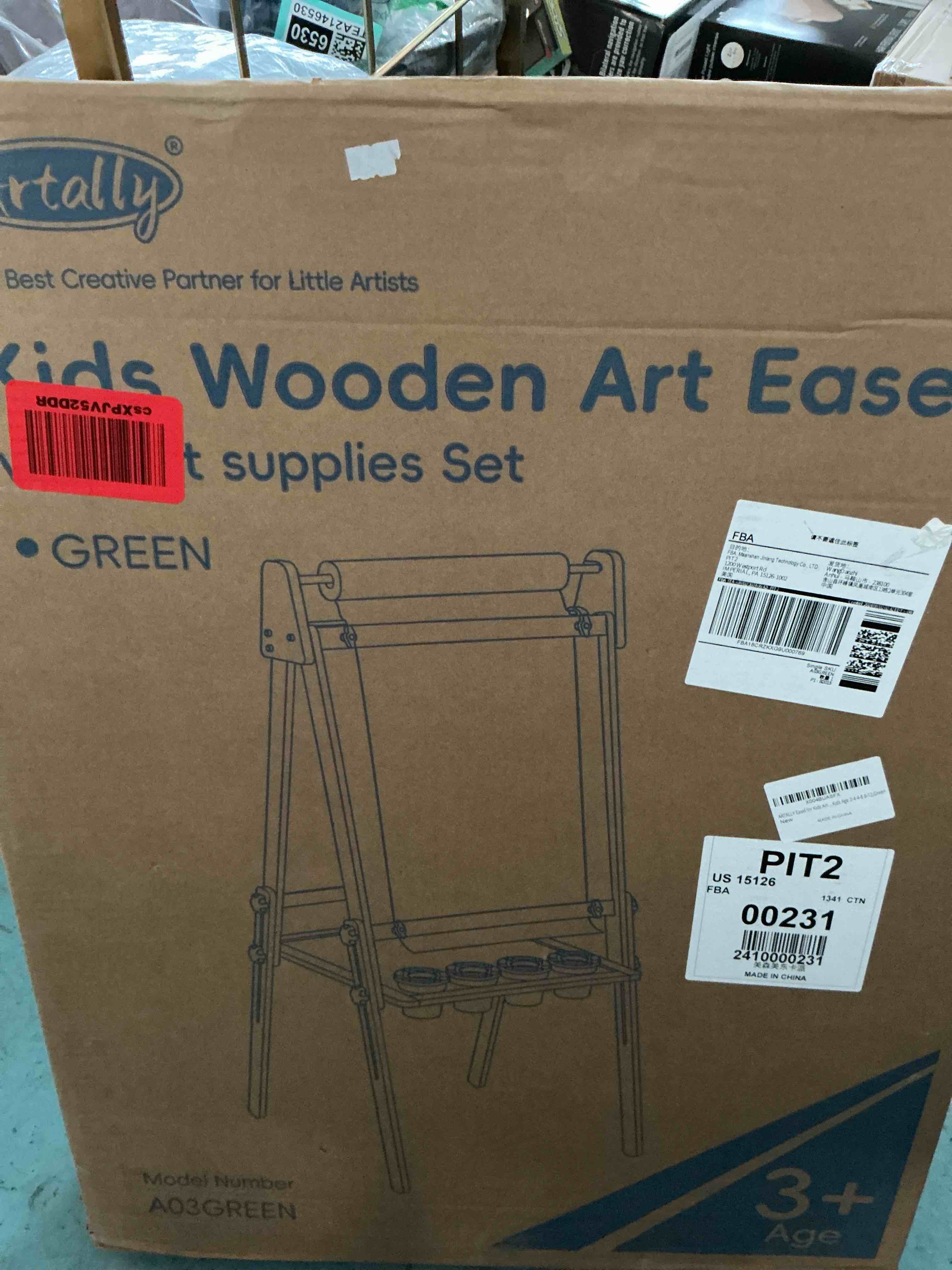 Easel for Kids, Adjustable Standing Art Easel with Magnetic Chalkboard & Whiteboard, Dry-Erase Board, Paper Roll, Drawing & Painting Easel for Kids Ages 3 4-8 9-12, Purple w/Bag