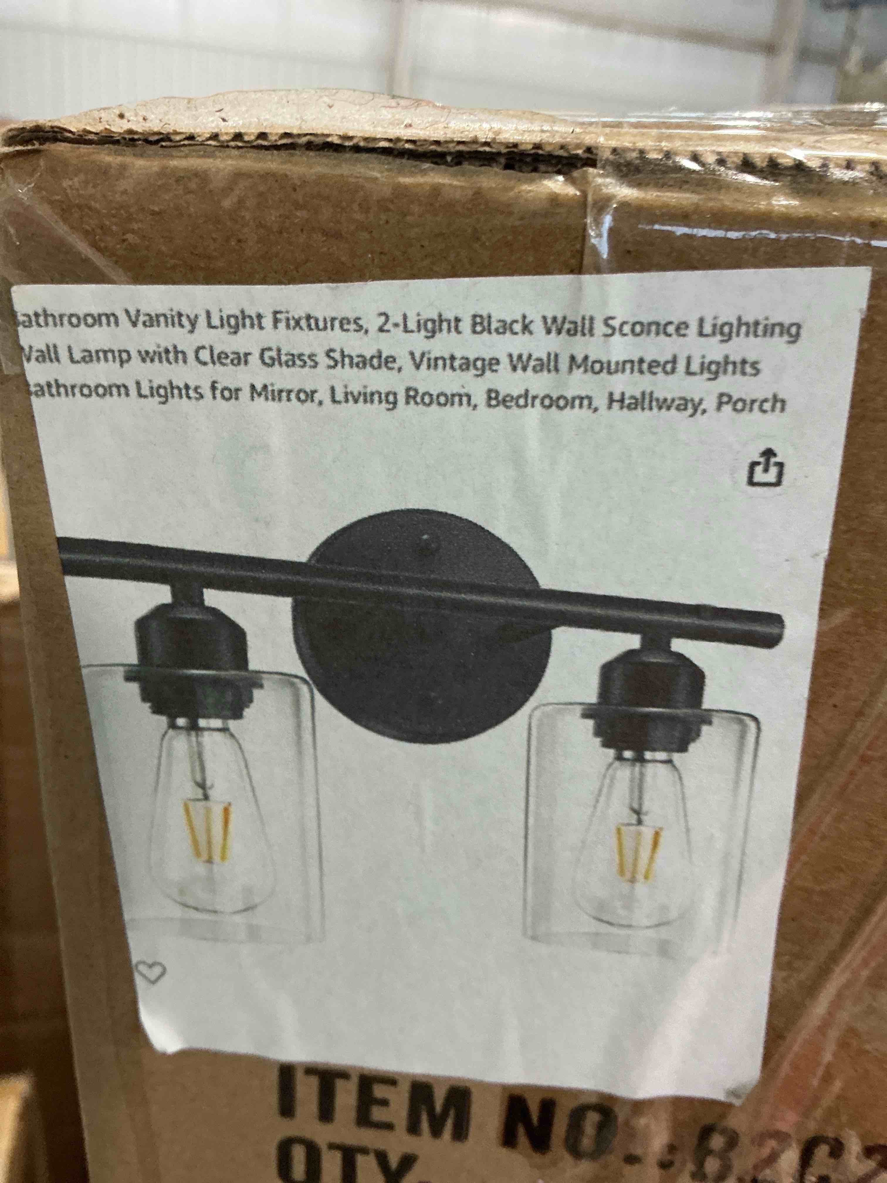 Bathroom Light Fixtures- 2 Light Bathroom Vanity Light- Matte Black Vanity Light Fixture with Clear Glass Shade- Modern Vintage Wall Sconces Lighting Wall Lamp for Mirror,Porch,Hallway,Rooms