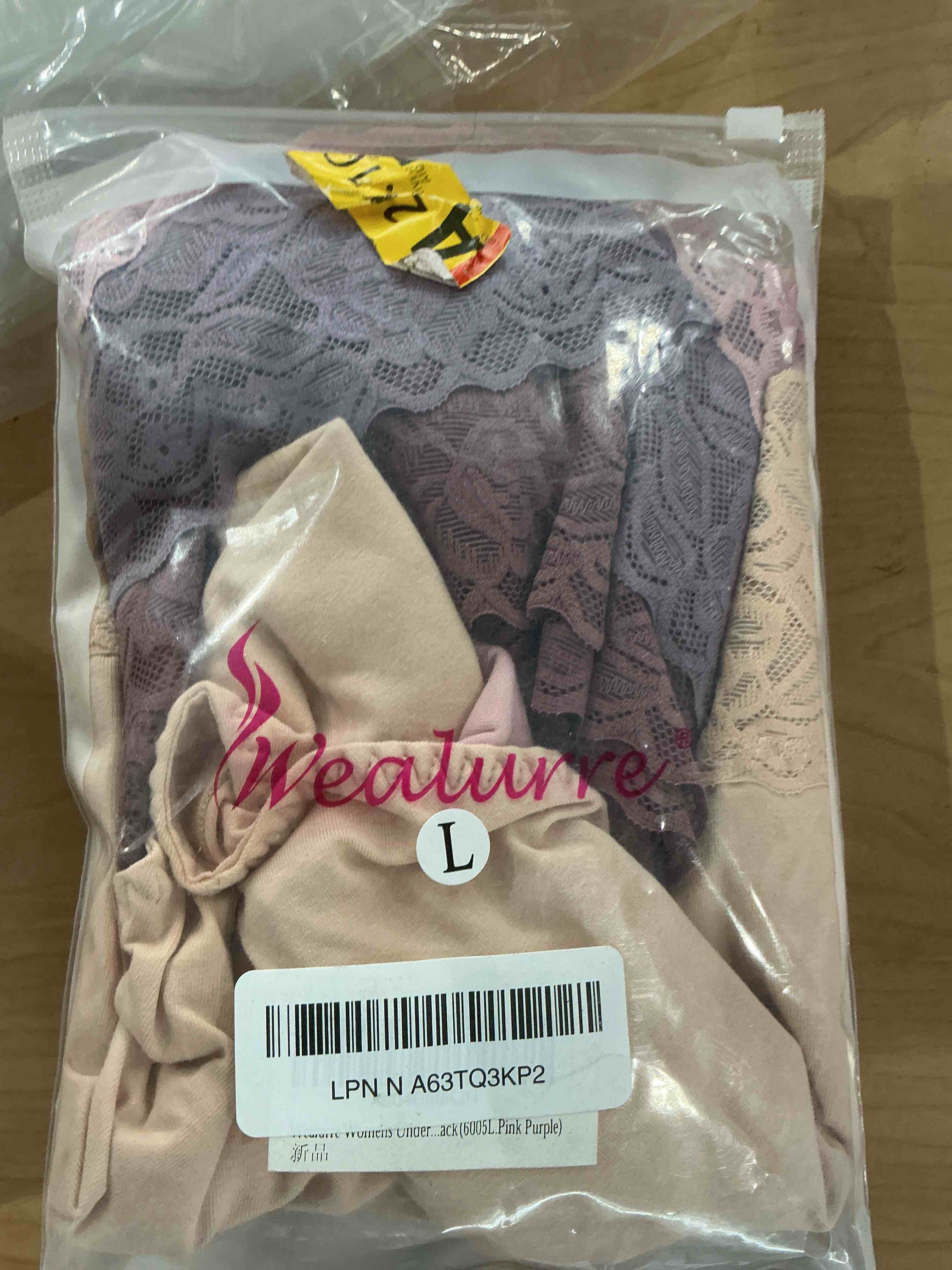 Condition photo showing Good Condition for Wealurre Womens Underwear Cotton Bikini Panties for Women High Waisted Lace Hipster Stretch Briefs for Ladies 5 Pack Pink Purple Large