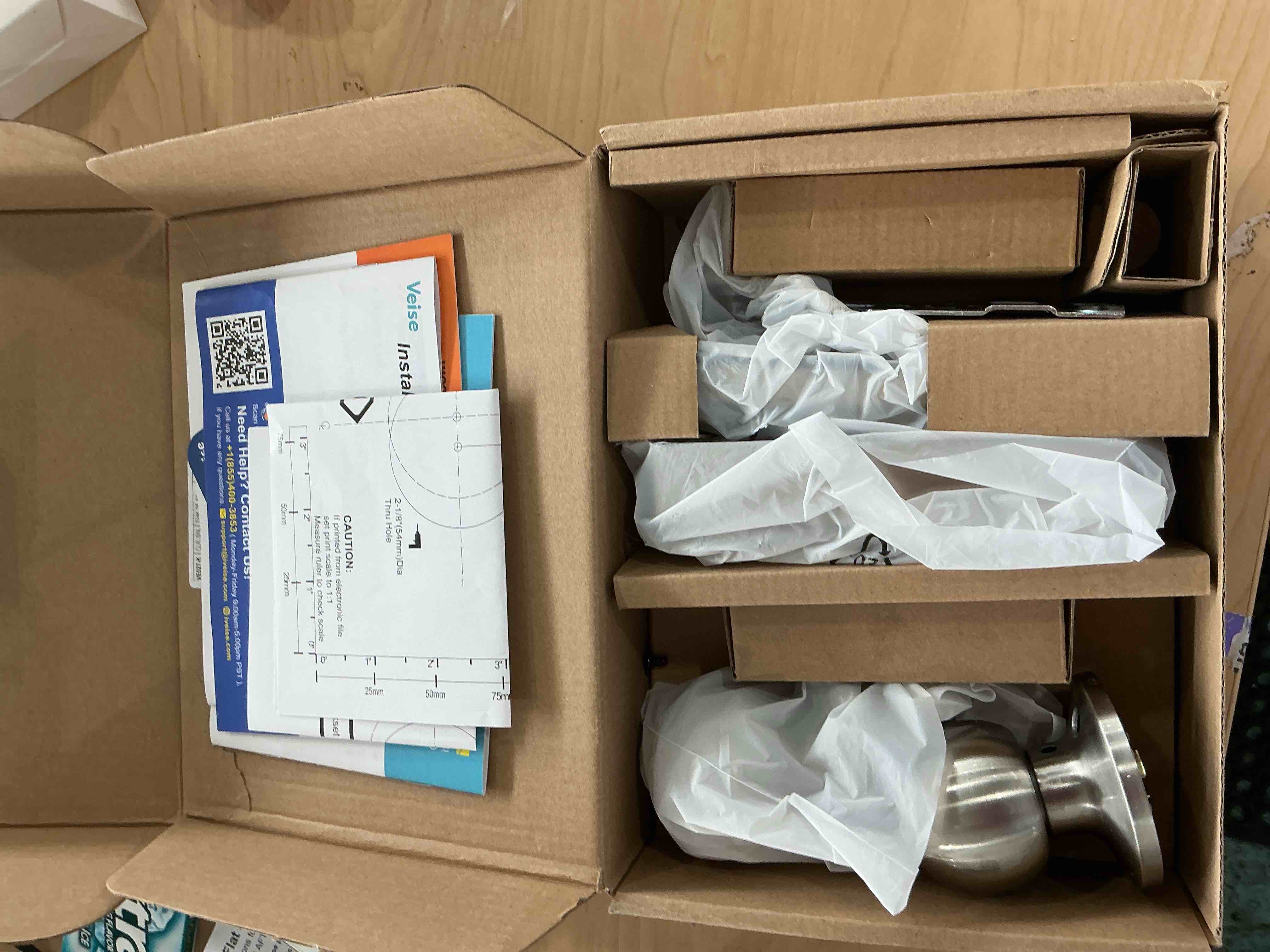 Condition photo showing New/Like New for Veise VE027-K Built-in WiFi Smart Lock with 2 Knob, Fingerprint Keyless Entry Door Lock Handle Set for Front Door, App Remote Control, Electronic Digital Keypad Deadbolt, IP65 Waterproof, Satin Nickel