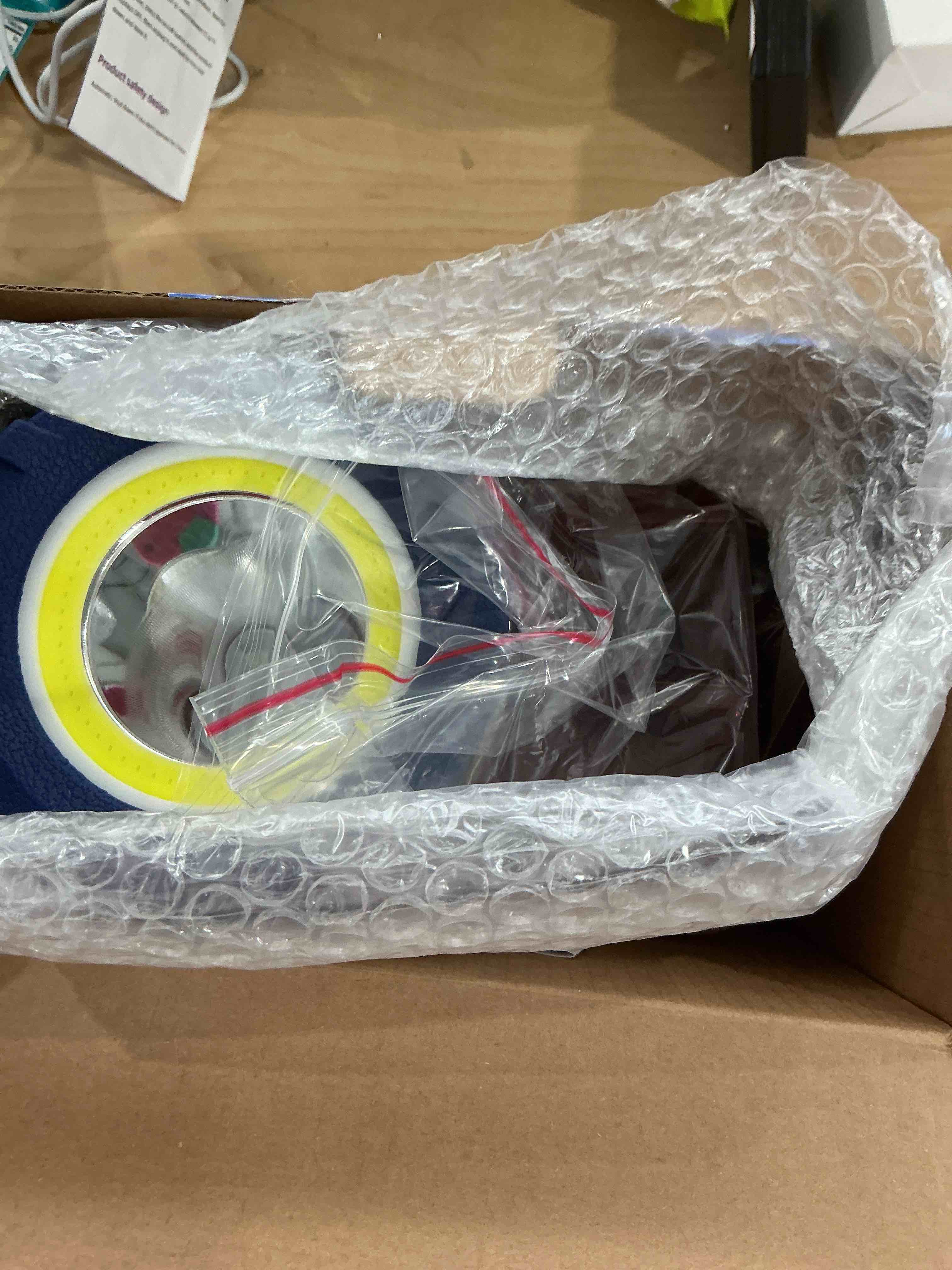 Condition photo showing New/Like New for YIERBLUE Rechargeable Spotlight Floodlight Combo High High Lumen LED, IP67 Waterproof Spot Light COB Flood Light, Impact Resistant Handheld Spotlight with Foldable Stand and Red Len White