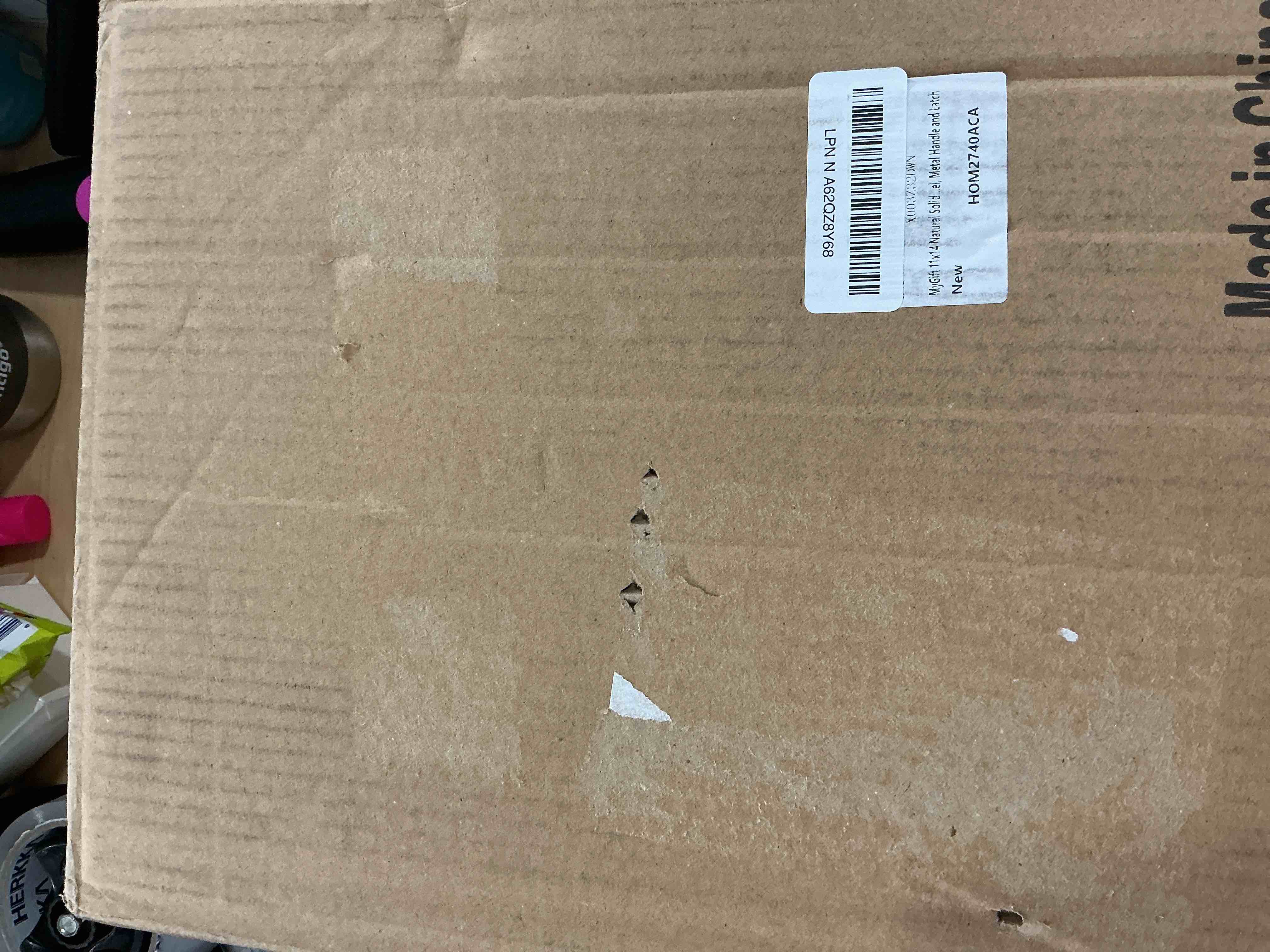 Condition photo showing New/Like New for MyGift 11x14 Natural Solid Acacia Wood Deep Shadow Box with Cork Board Backing, Wall Mounted Display Case with Clear Acrylic Front Window Panel, Metal Handle and Latch Acacia Brown