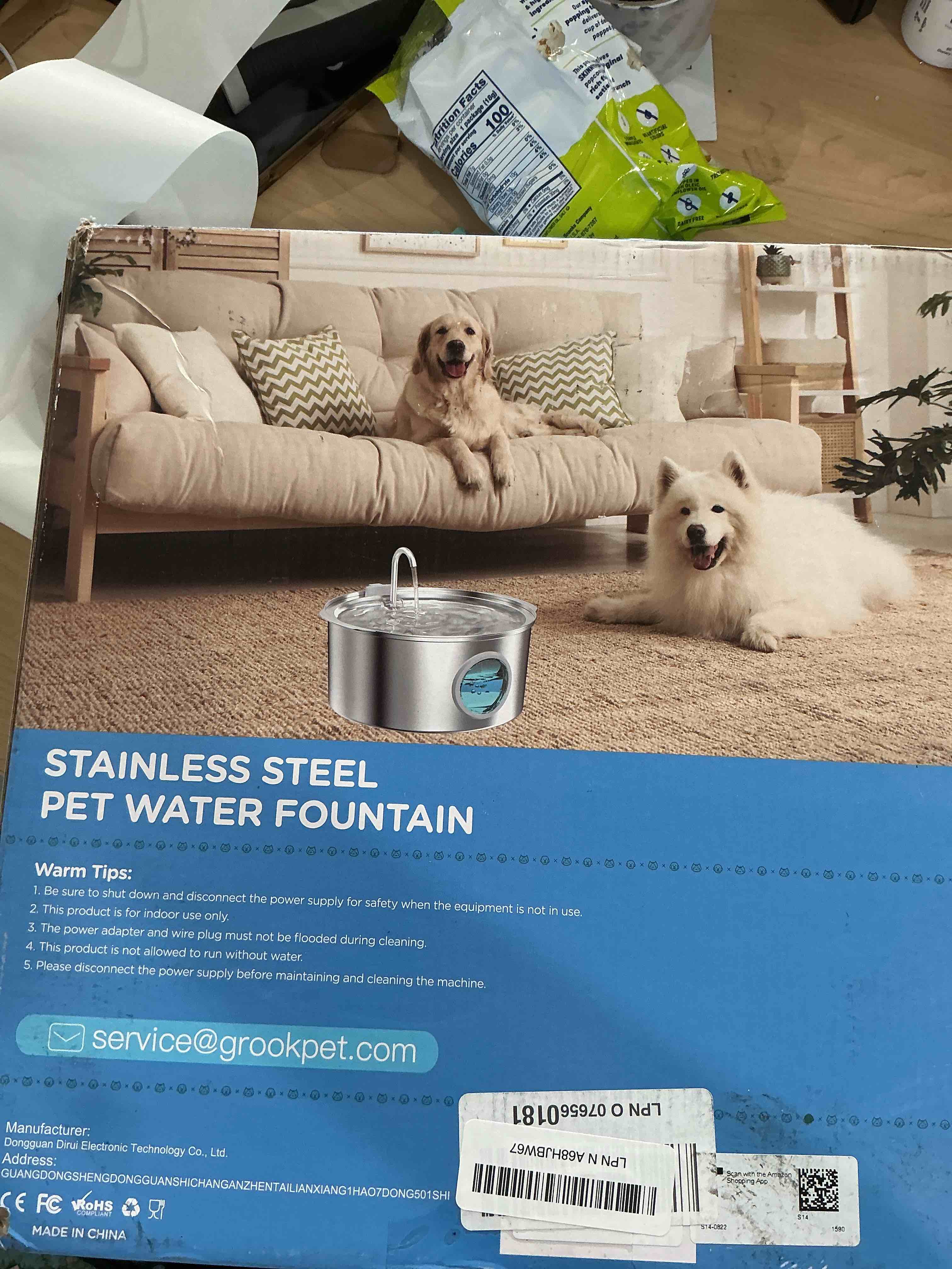 Condition photo showing As Is for Dog Water Fountain for Large Dogs: Stainless Steel Dog Fountain Water Bowl - 3.2Gal/406oz/12L Super Quiet Big Cat Water Fountain with Visual Water Level -Great for Large Dogs Cats and Multi-Pet Home