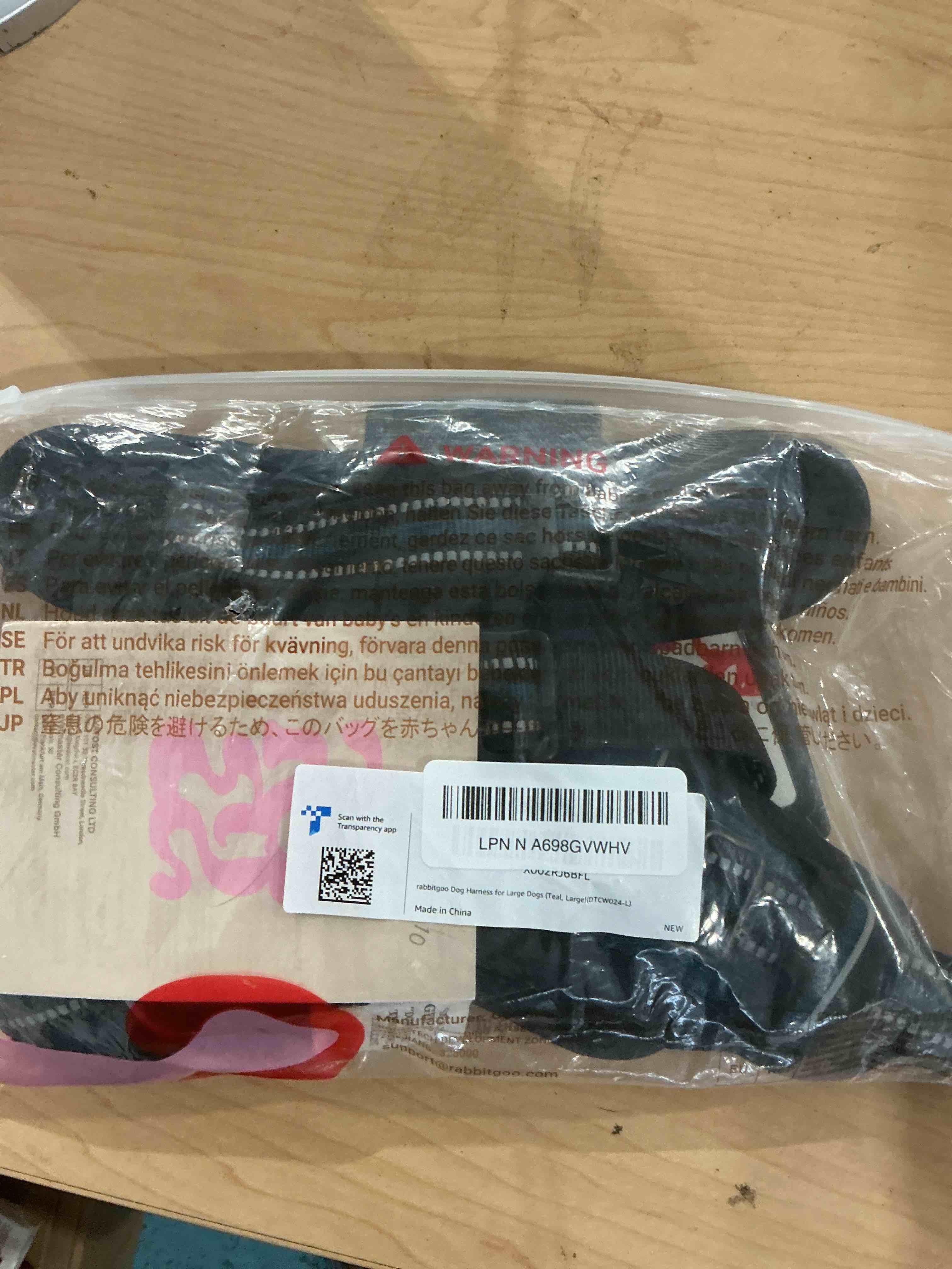 Condition photo showing Good Condition for rabbitgoo Dog Harness No Pull with 2 Leash Clips, Adjustable Soft Padded, Reflective Oxford No Choke Pet Vest with Easy Control Handle for Large Dogs, Blue Coral, L Large Blue Coral