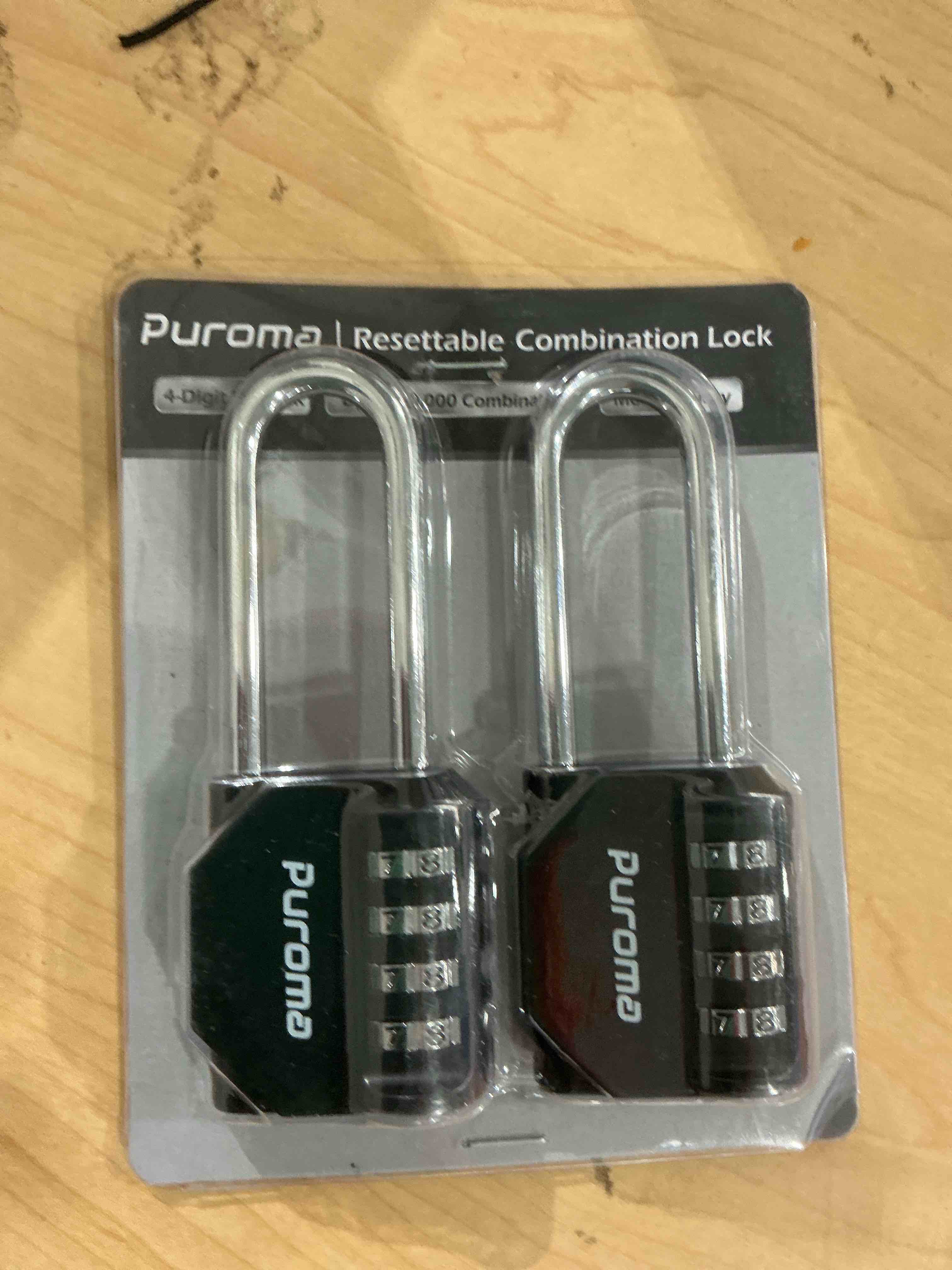 Condition photo showing Good Condition for Puroma 2 Pack 2.6 Inch Long Shackle Combination Lock 4 Digit Outdoor Waterproof Padlock for Hasp locker lock, Sports Locker, Fence, Gate, Toolbox, Case, Hasp Storage, Cabinets (Black) 2 Black