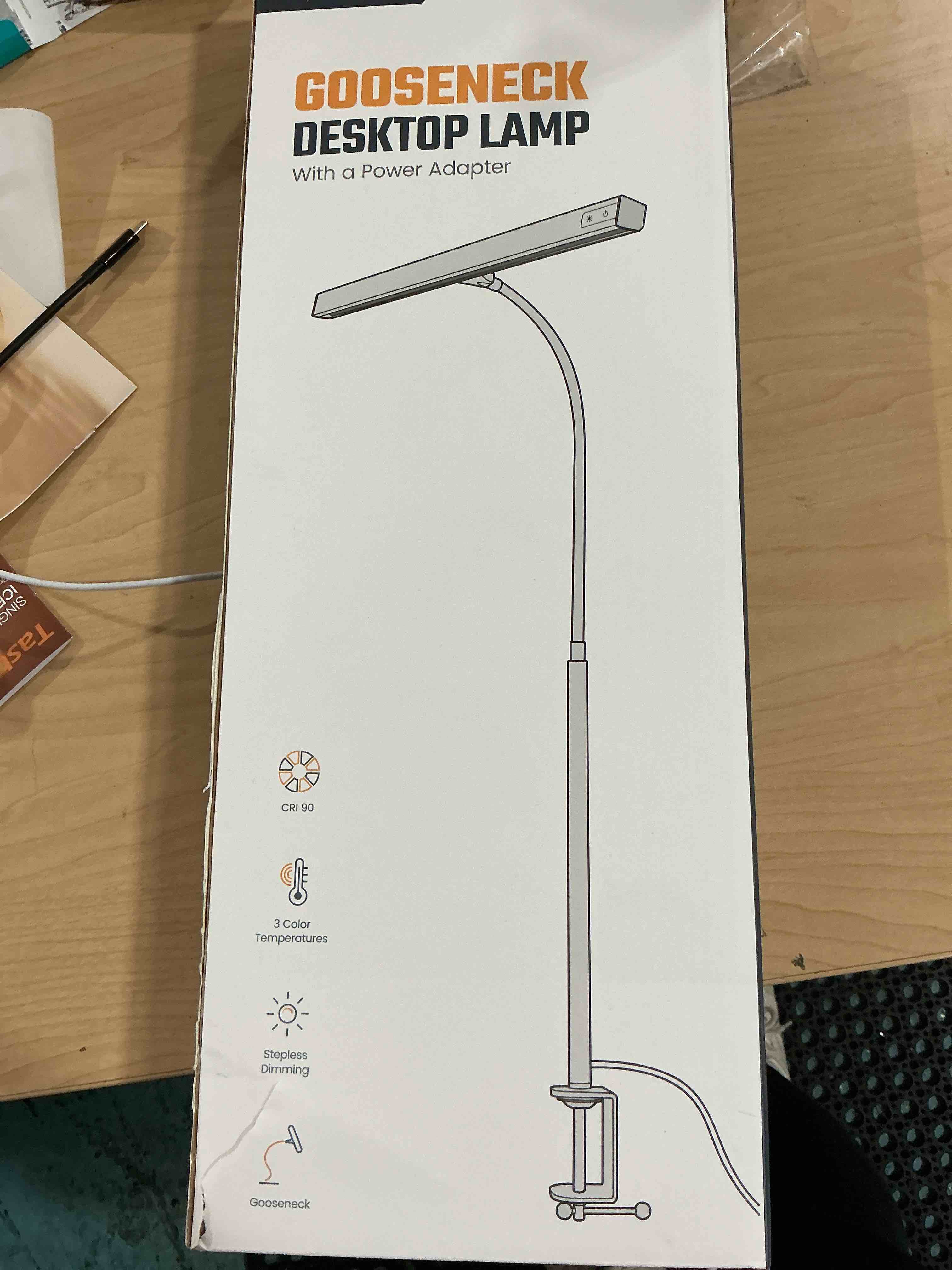 Condition photo showing Good Condition for SUPERDANNY LED Desk Lamp for Office Home, Eye-Caring Desk Light with Adjustable Gooseneck, 12W Touch Control Dimmable Brightness, Architect Clamp Lamp with USB Adapter for Reading Study Workbench Desk Clamp Black