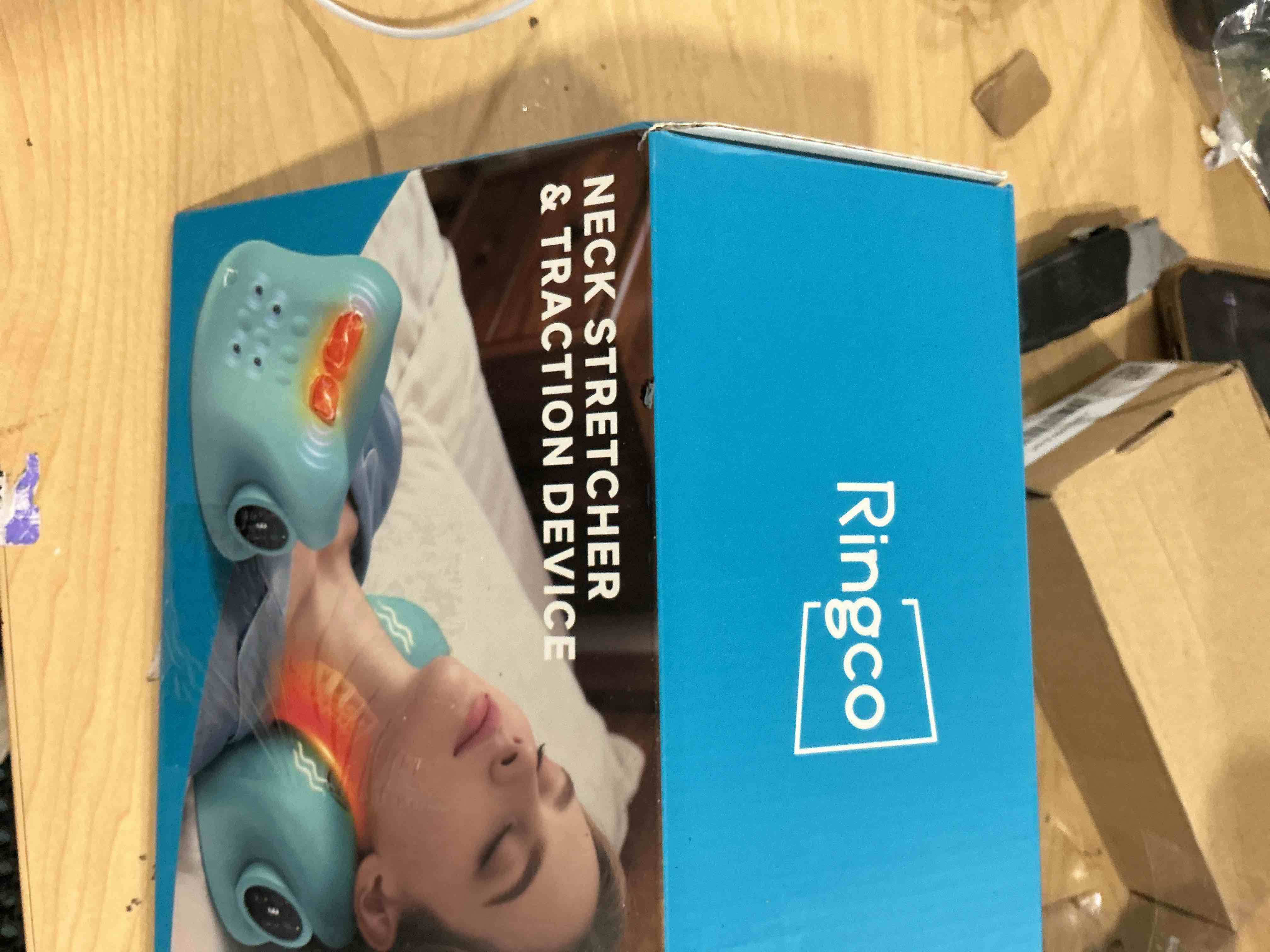 Condition photo showing Good Condition for Ringco Neck Massager Pillow with 3 Level Heating & Vibration Adjustable, Heated Neck Stretcher with 6 Modes, Rechargeable Cervical Traction Device for Pain Relief & Muscle Relaxation (Light Blue)
