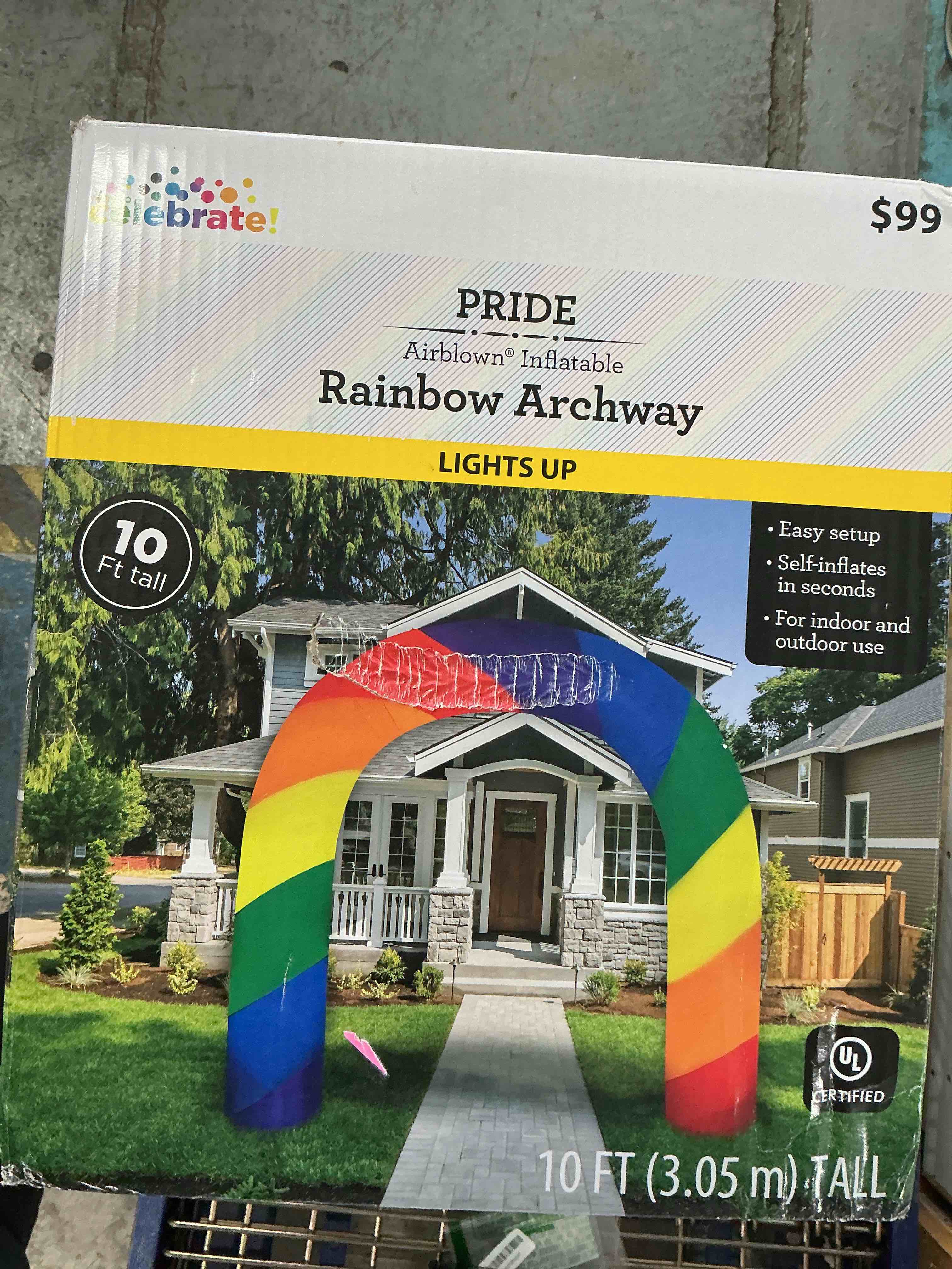 Condition photo showing New/Like New for 10' Gemmy Airblown Inflatable Christmas Twisted Rainbow Archway Yard Decoration 882776