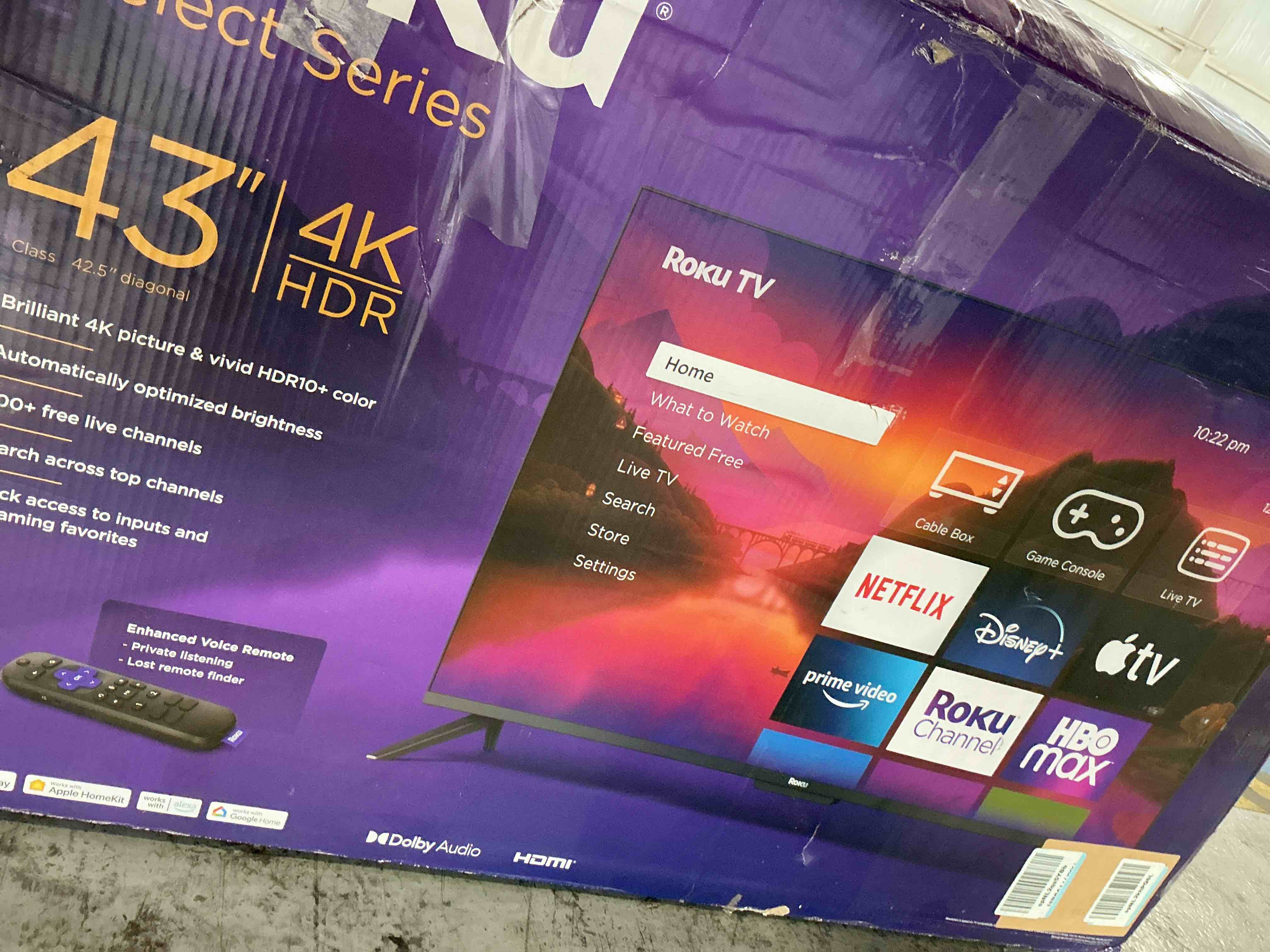 Condition photo showing As Is for Roku Smart TV 2025 – 43-Inch Select Series, 4K HDR TV – RokuTV with Enhanced Voice Remote – Flat Screen LED Television with Wi-Fi for Streaming Live Local News, Sports, Family Entertainment TV only 43"