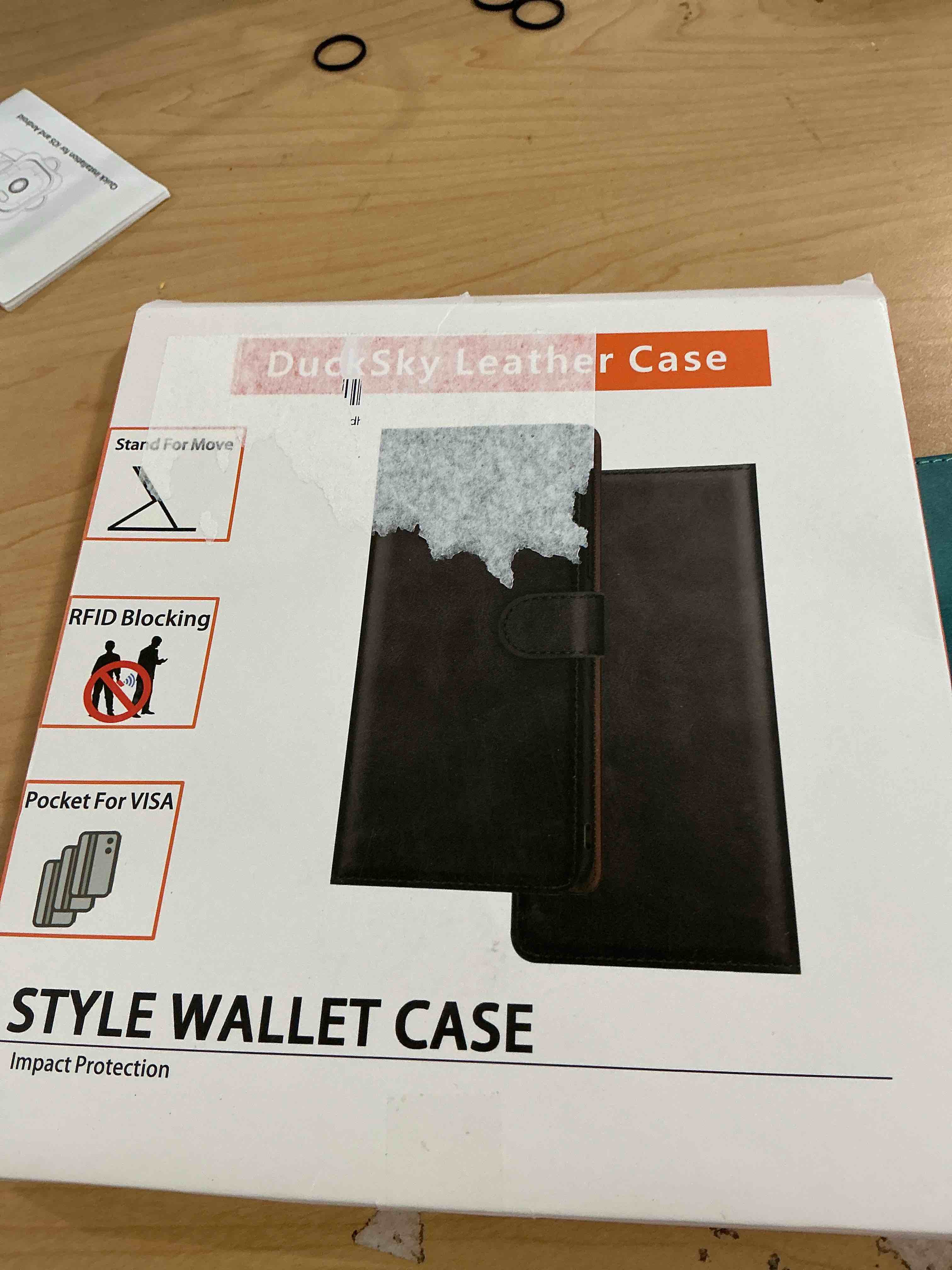 Condition photo showing Good Condition for DuckSky compatible with Samsung Galaxy S25 Ultra Genuine Leather Wallet case?RFID Blocking??4 Credit Card Holder??Real Leather?Flip Folio Book Phone case Cover Women Men for S25 Ultra case Blue Green