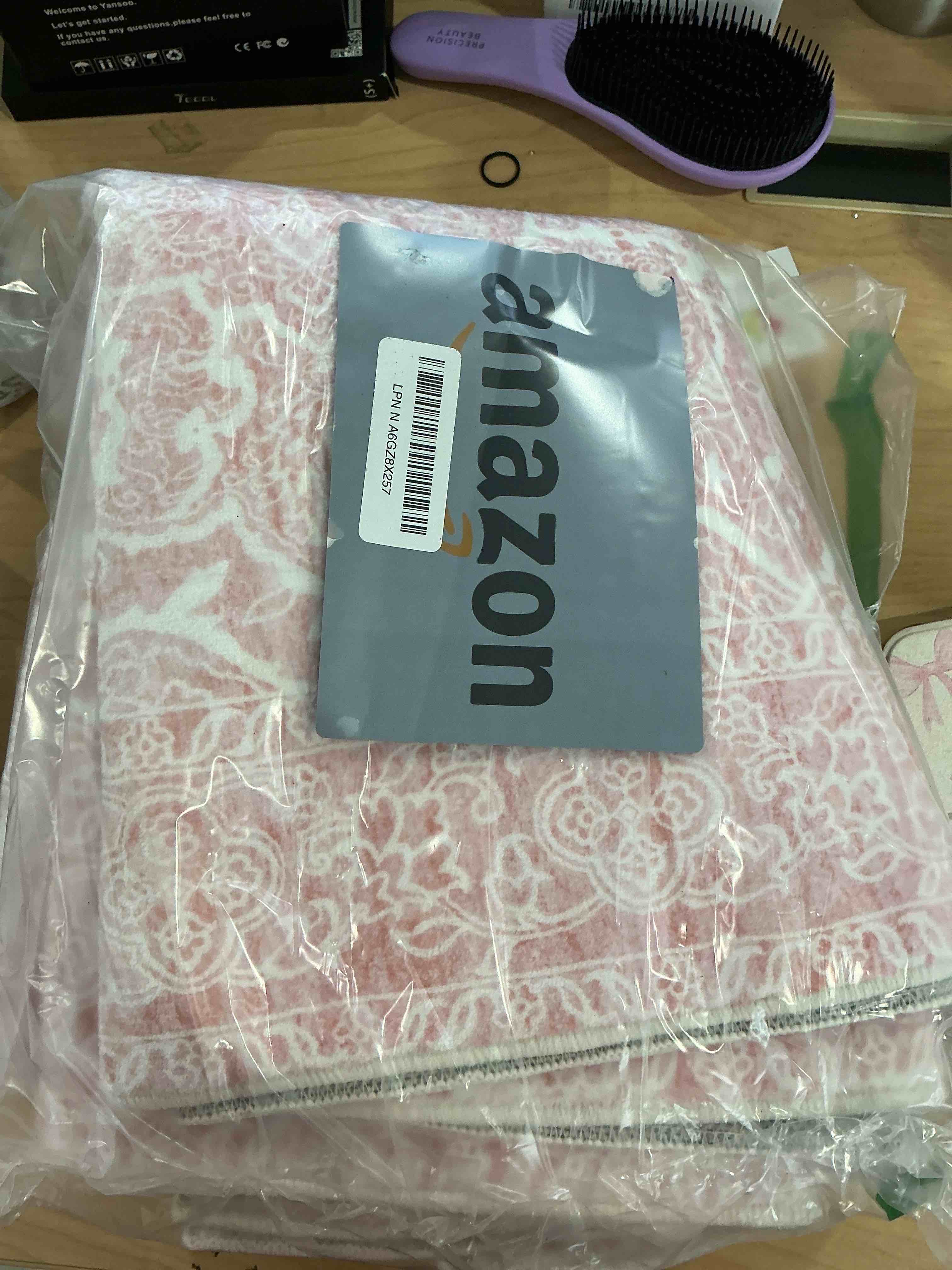 Condition photo showing New/Like New for KUTA Vintage Washable Runner Rug, 2x6 Pink Runners for Hallways Non-Slip Floral Kitchen Rugs Ultra Soft Printed Distressed Floor Carpet for Laundry Bedroom Living Room Nursery 2' x 6' (Runner) Pink Floral