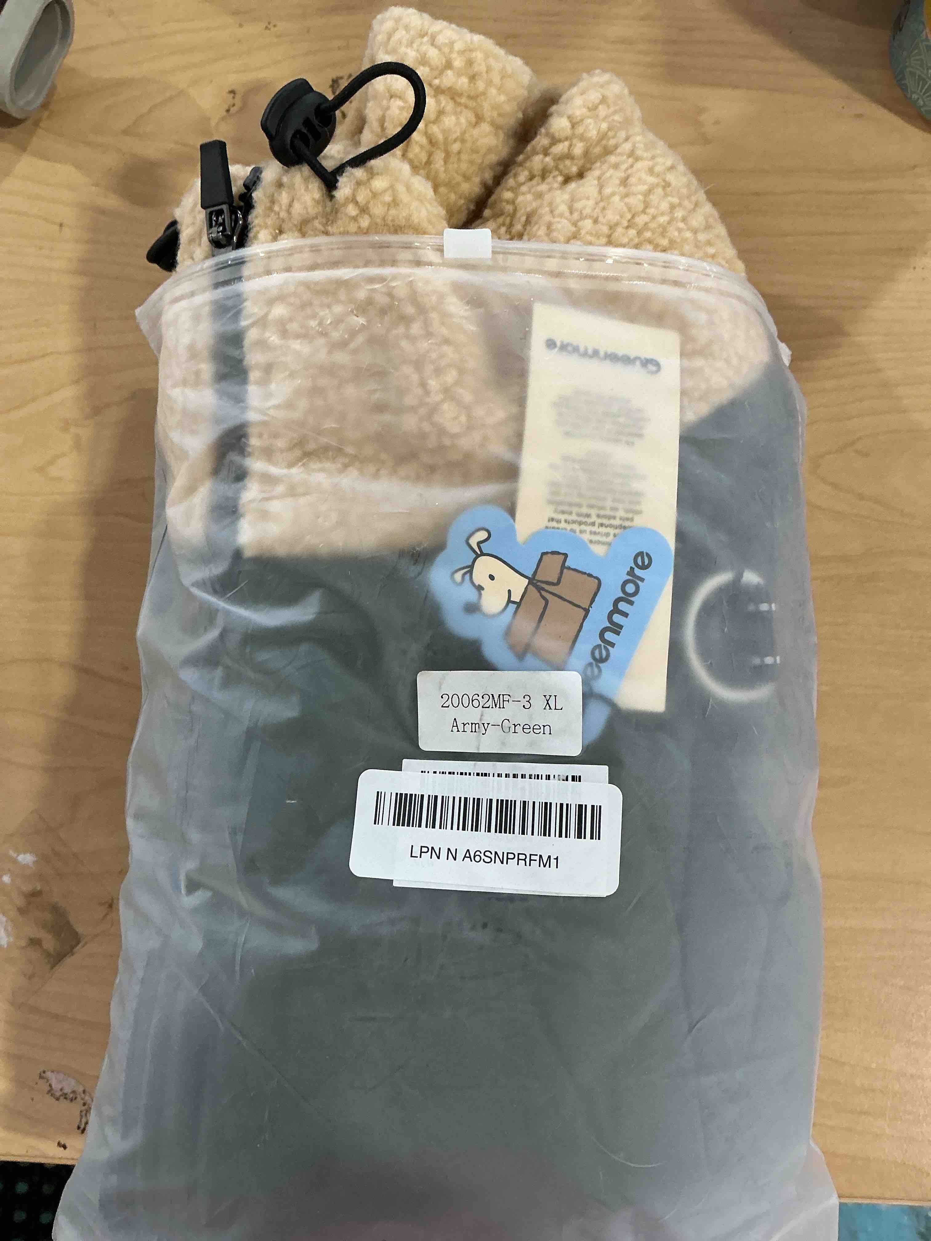 Condition photo showing Good Condition for Queenmore Dog Jackets for Large Dogs, Dog Coat with Harness Built-in, Thick Fleece Lining Waterproof Jacket for Large Breeds, Back Zipper Pet Winter Jacket for Retriever, Labrador, ArmyGreen XL X-Large ArmyGreen