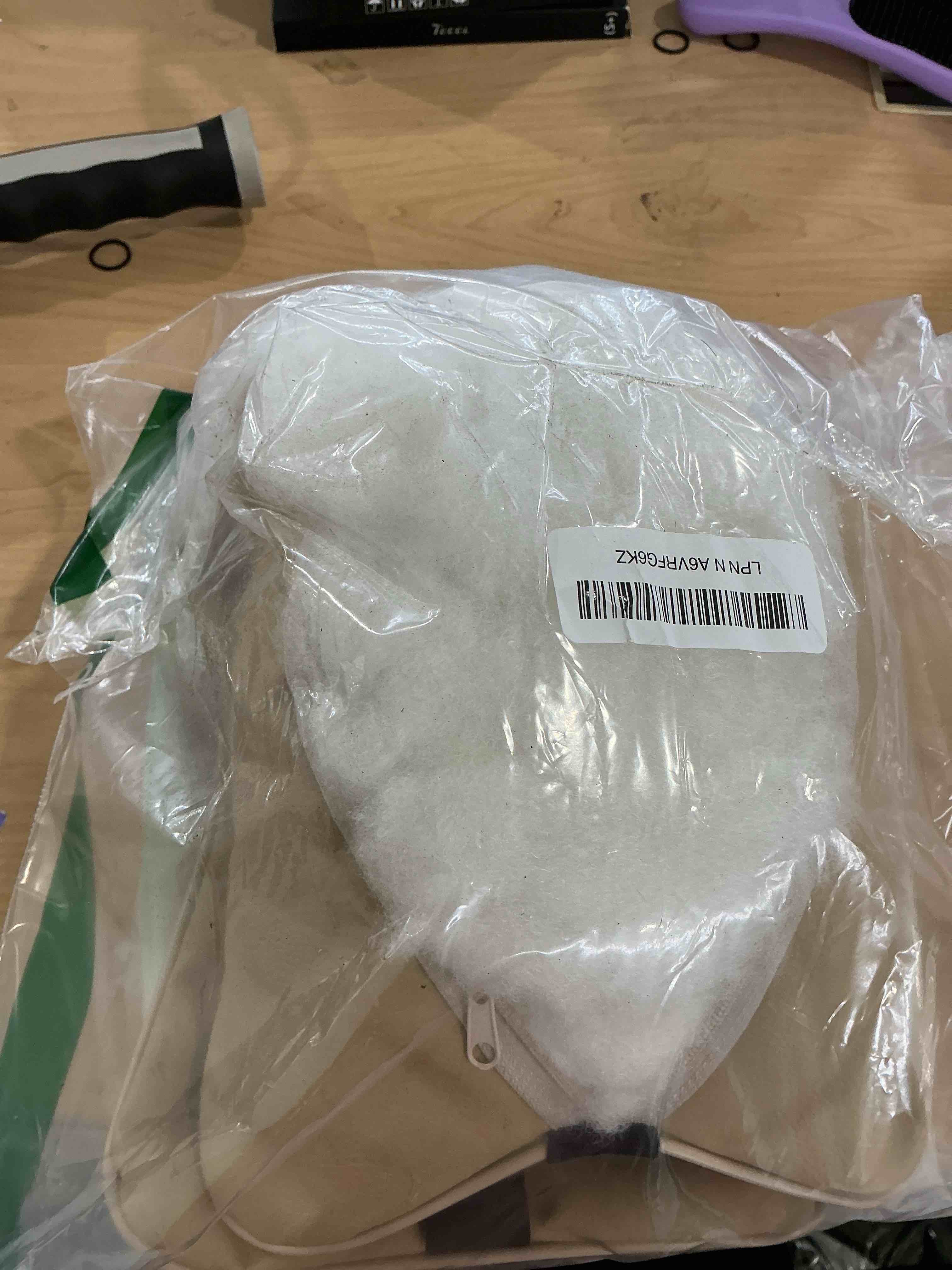 Condition photo showing New/Like New for Set of 2 Quilted Faux Leather Car Headrest Pillow, Black Case/Black Threading, Ergonomic Neck Support for Comfortable Driving (Tan Base/Beige Thread) Tan Base / Beige Thread