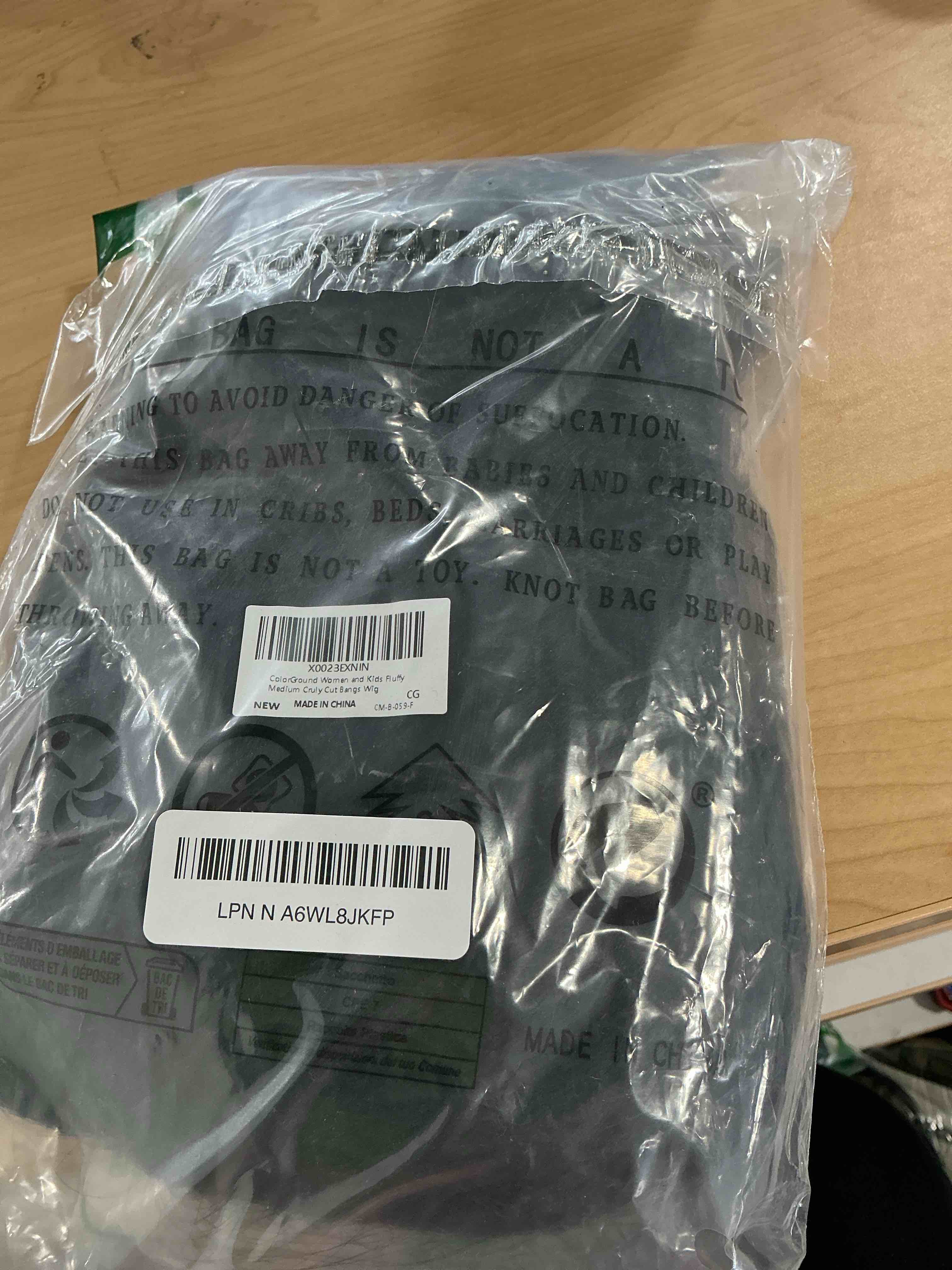 Condition photo showing Good Condition for ColorGround Women Adults Fluffy Medium Black Cruly Cut Bangs Wig with Round Glass Frame