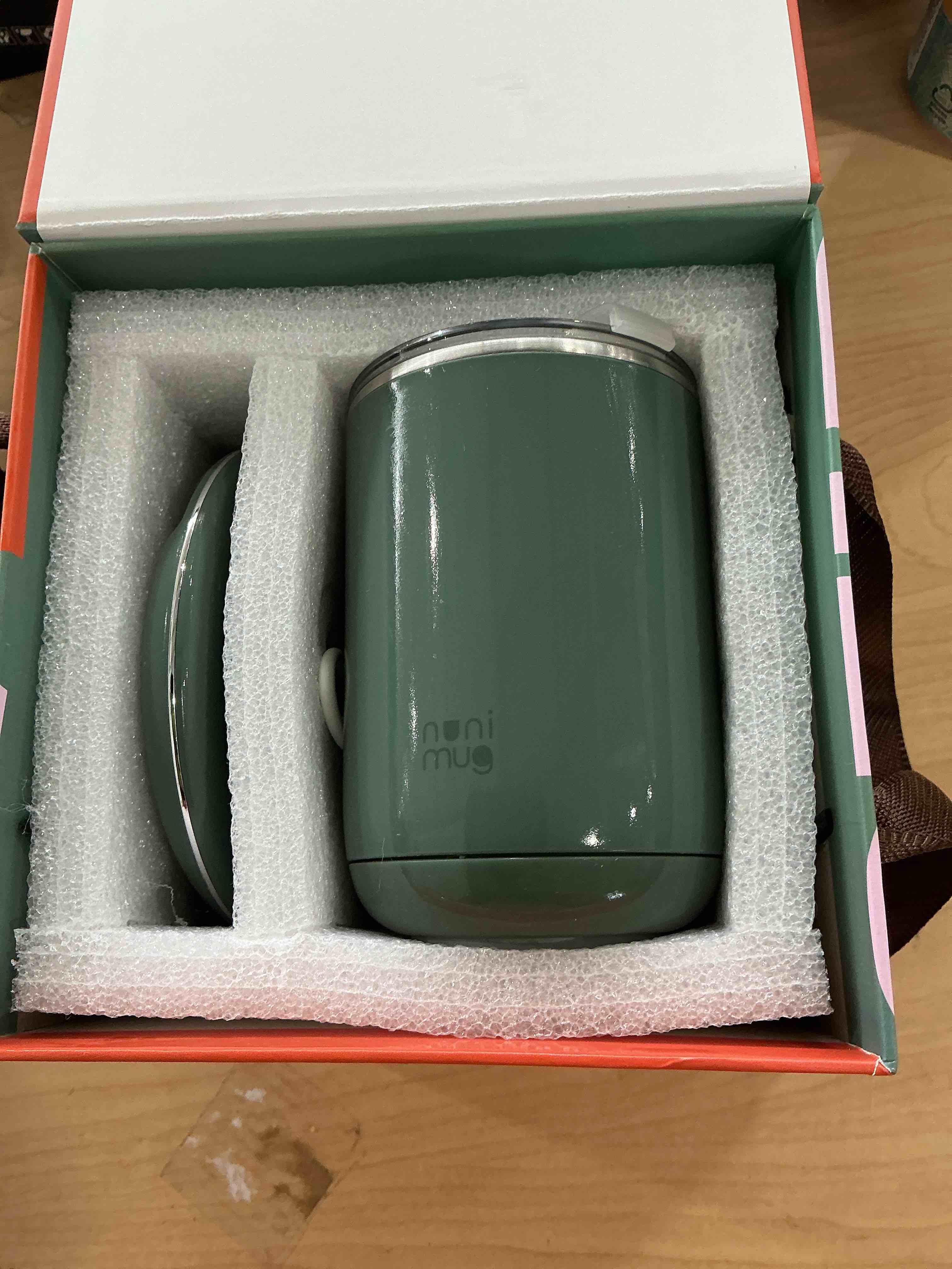 Condition photo showing New/Like New for Self Stirring Coffee Mug - 10 Oz No Batteries Smart Dual Function 3 Temperature Levels Control to Stir & Heat Beverages - Powerful 12V Electric Cup in a Gift Box (Green)